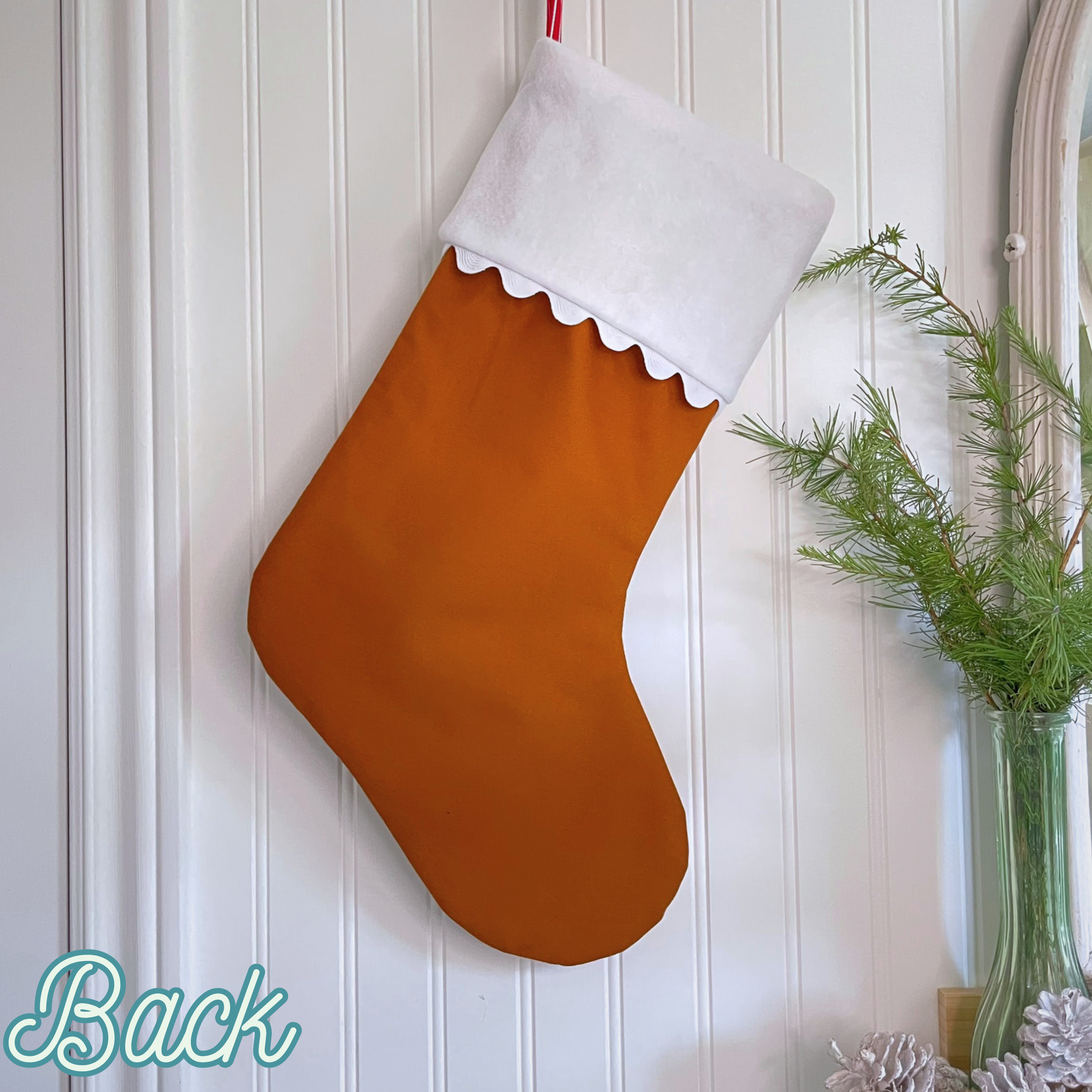Handmade Christmas Stocking - Gingerbread Stripes