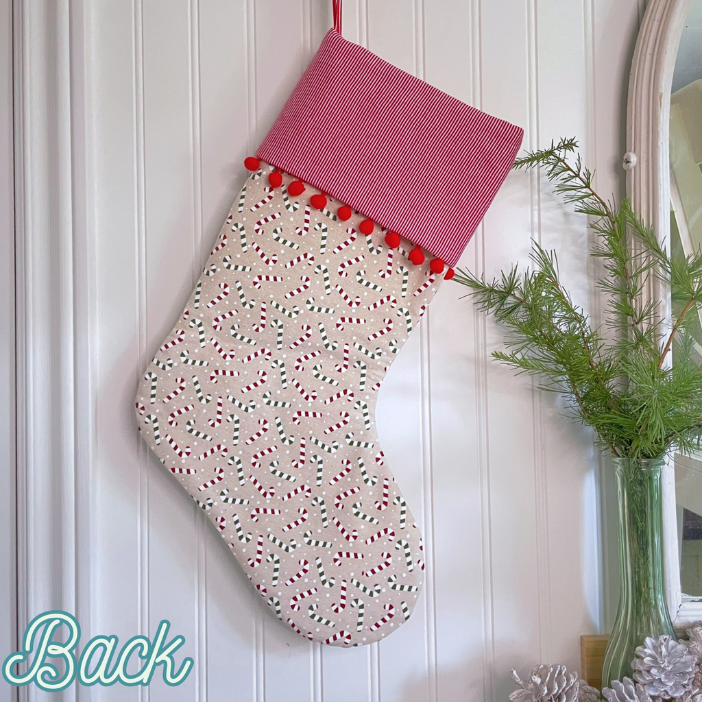 Handmade Christmas Stocking - Candy Cane Red