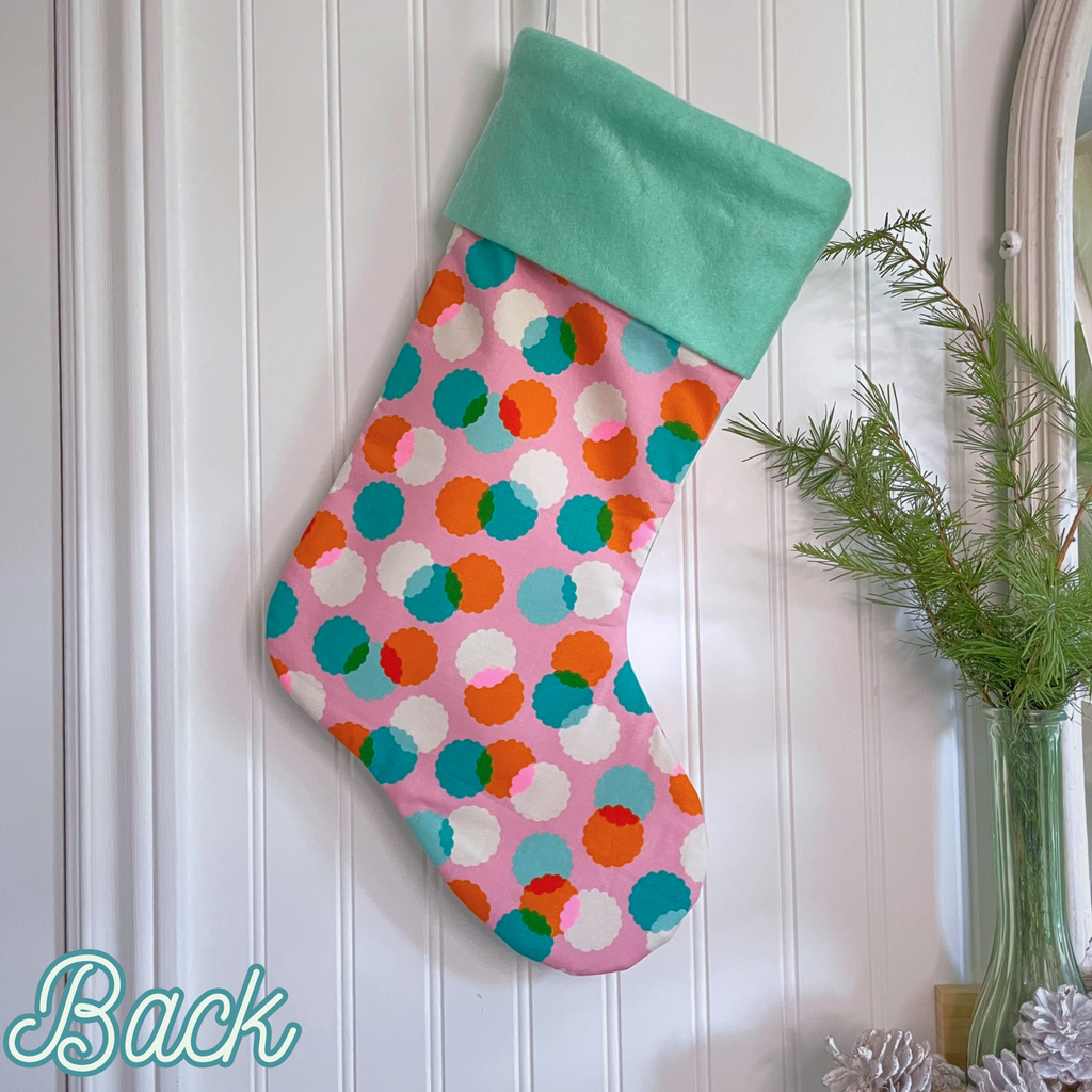 Handmade Christmas Stocking - Pink Puffs