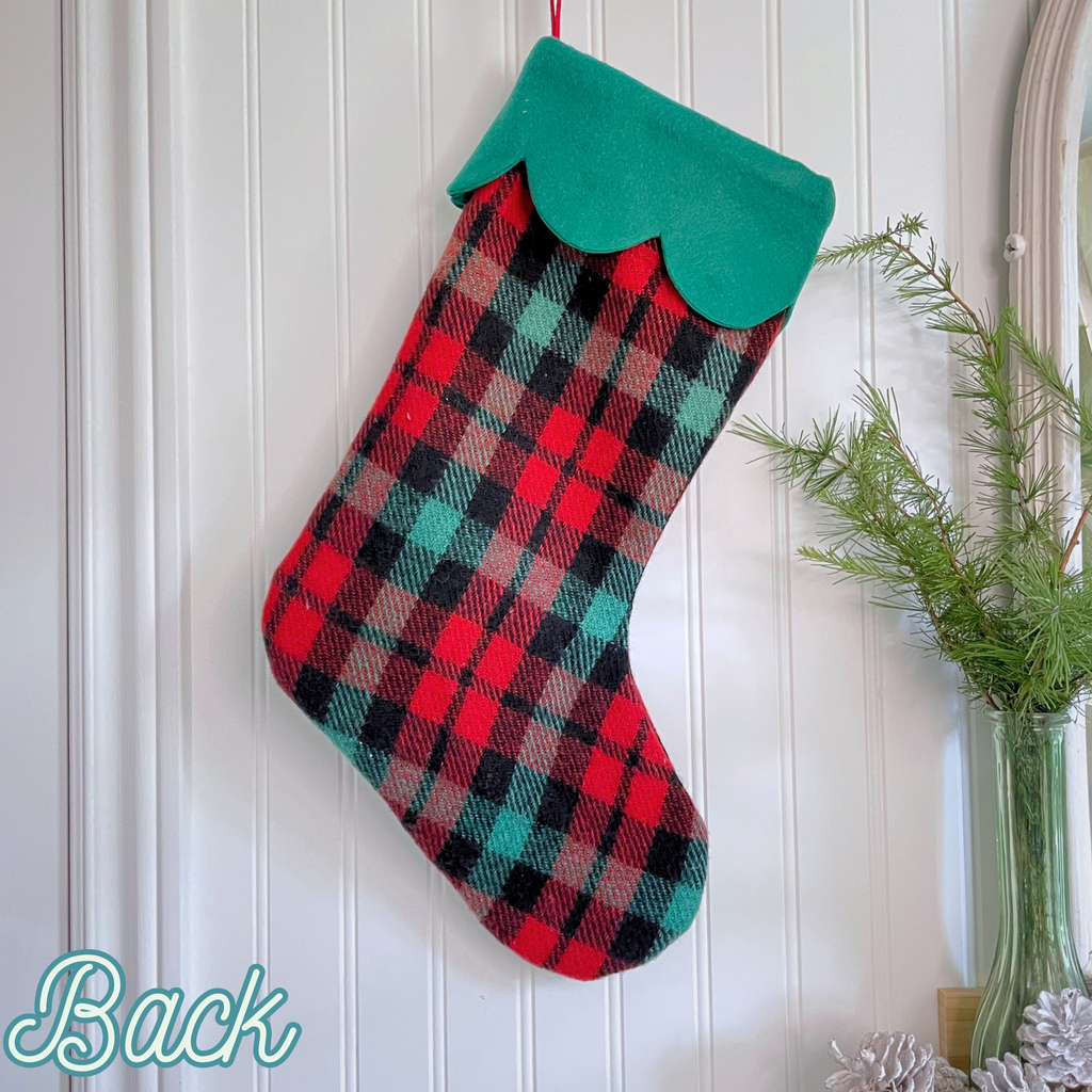 Handmade Christmas Stocking - Vintage Plaid Wool