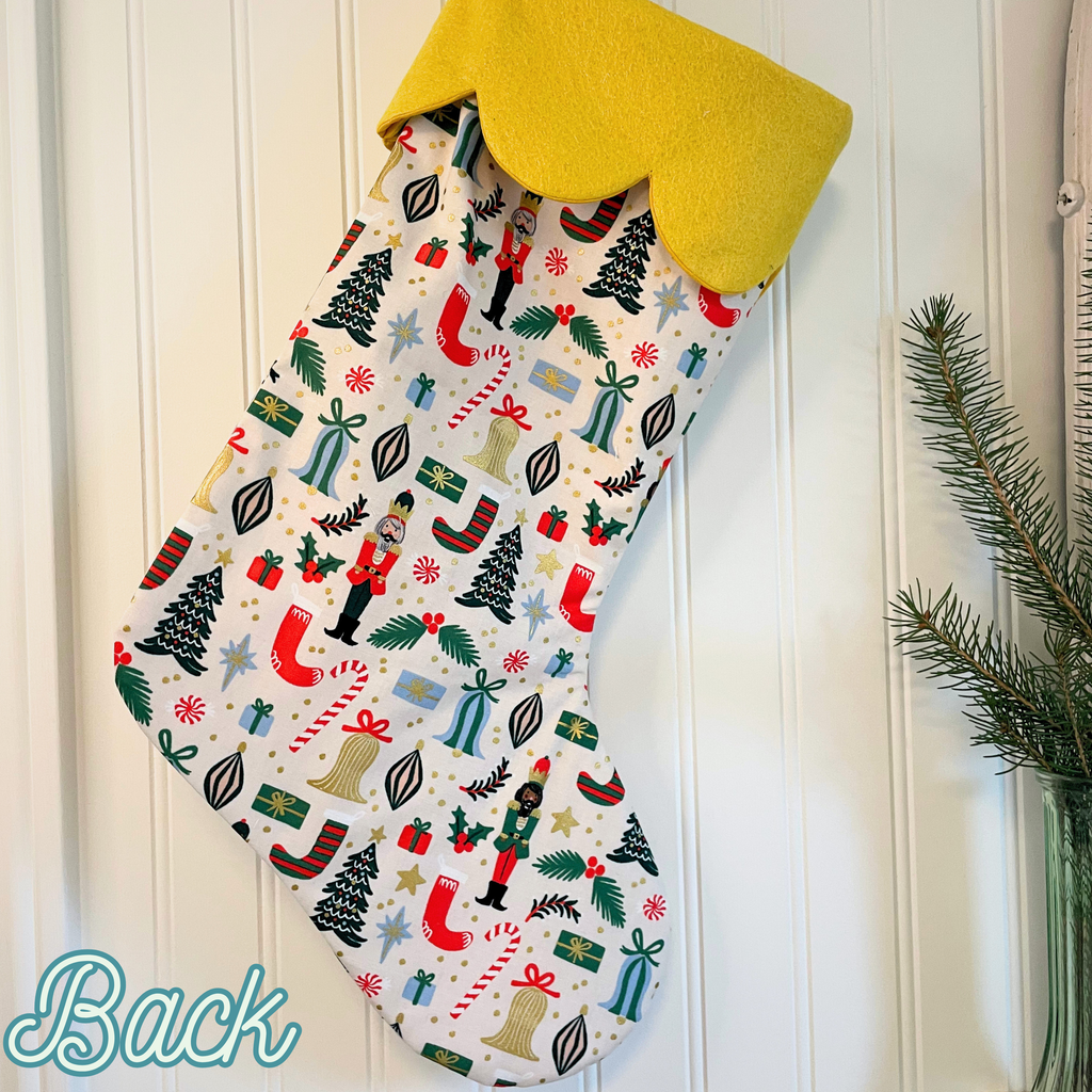 Quilted Christmas Stocking - Golden Nutcracker