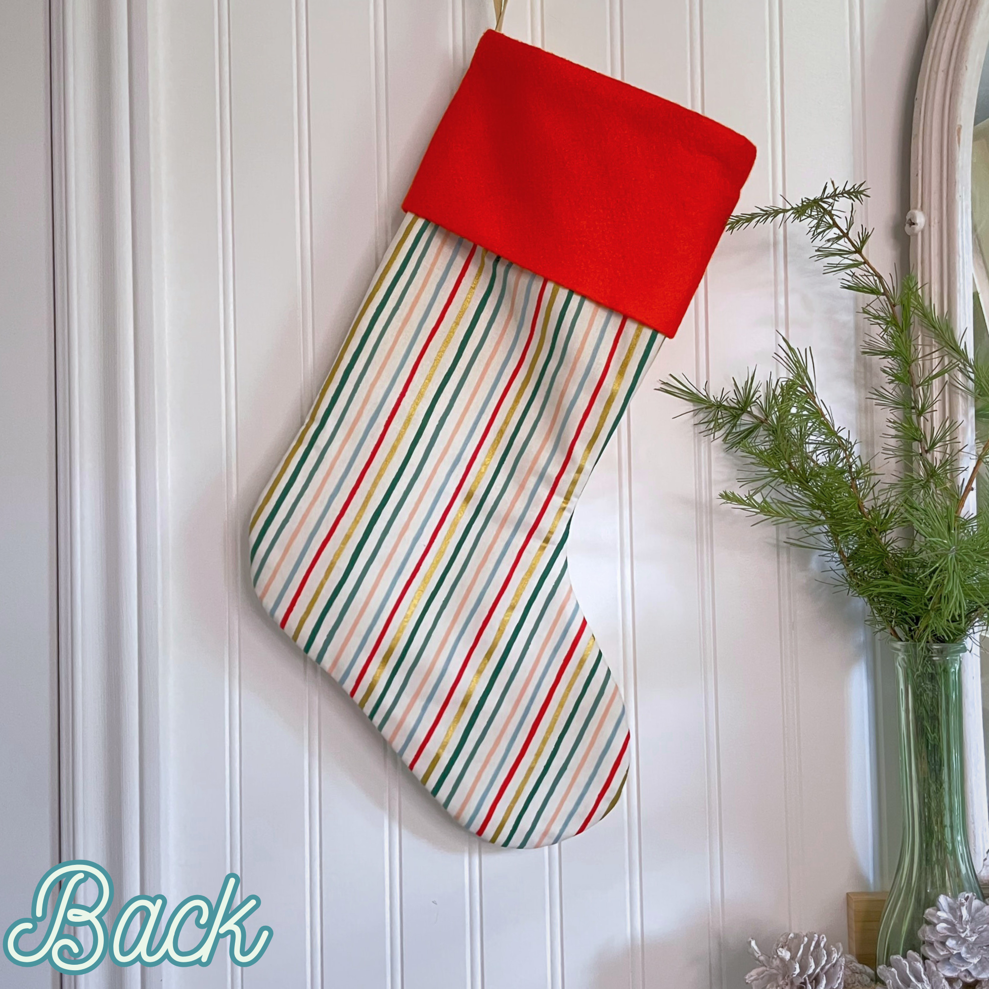 Handmade Christmas Stocking - Metallic Patches Yellows