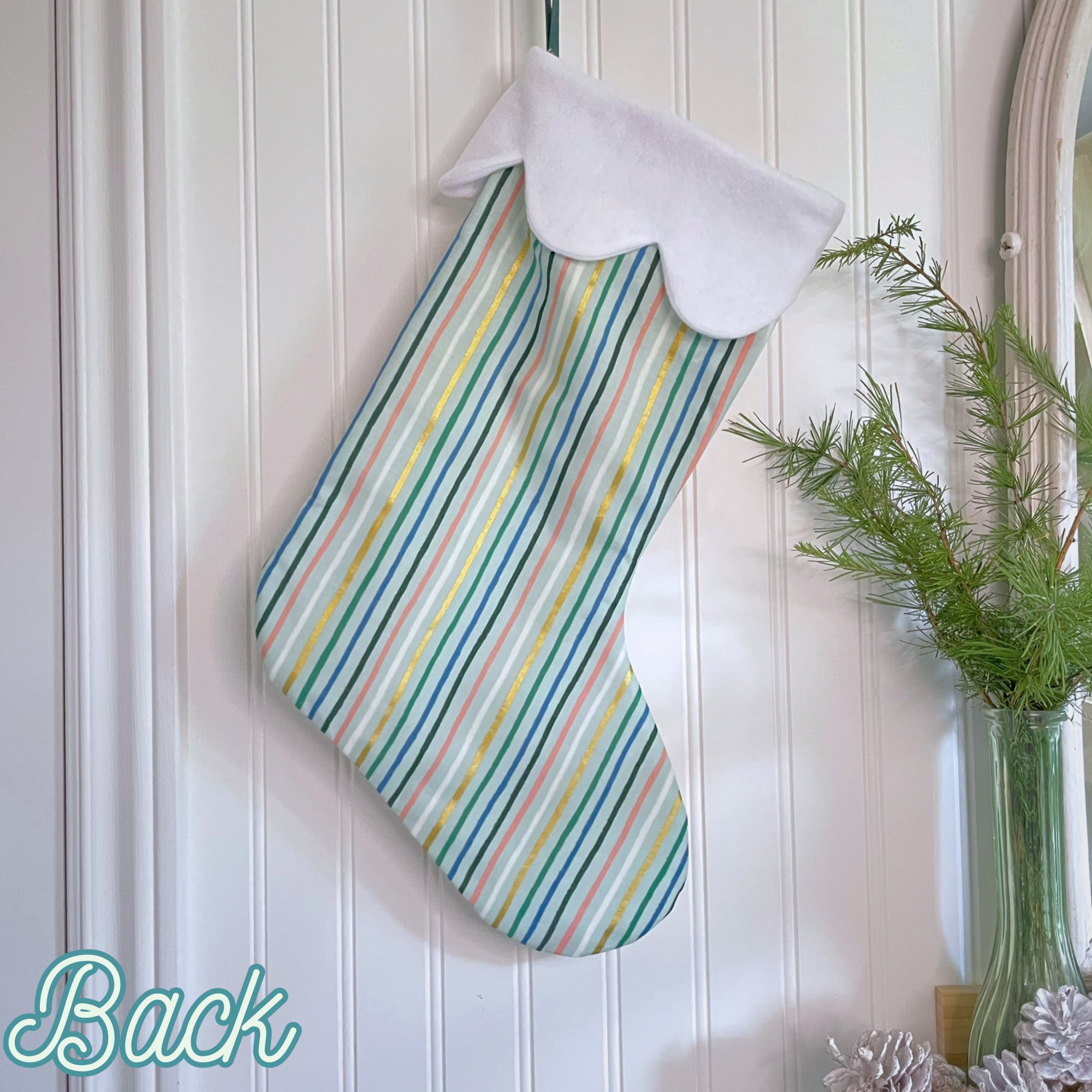 Handmade Christmas Stocking - Metallic Patches Goldenrod
