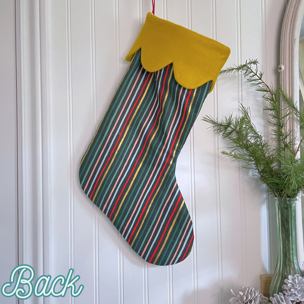 Handmade Christmas Stocking - Metallic Patches Dark