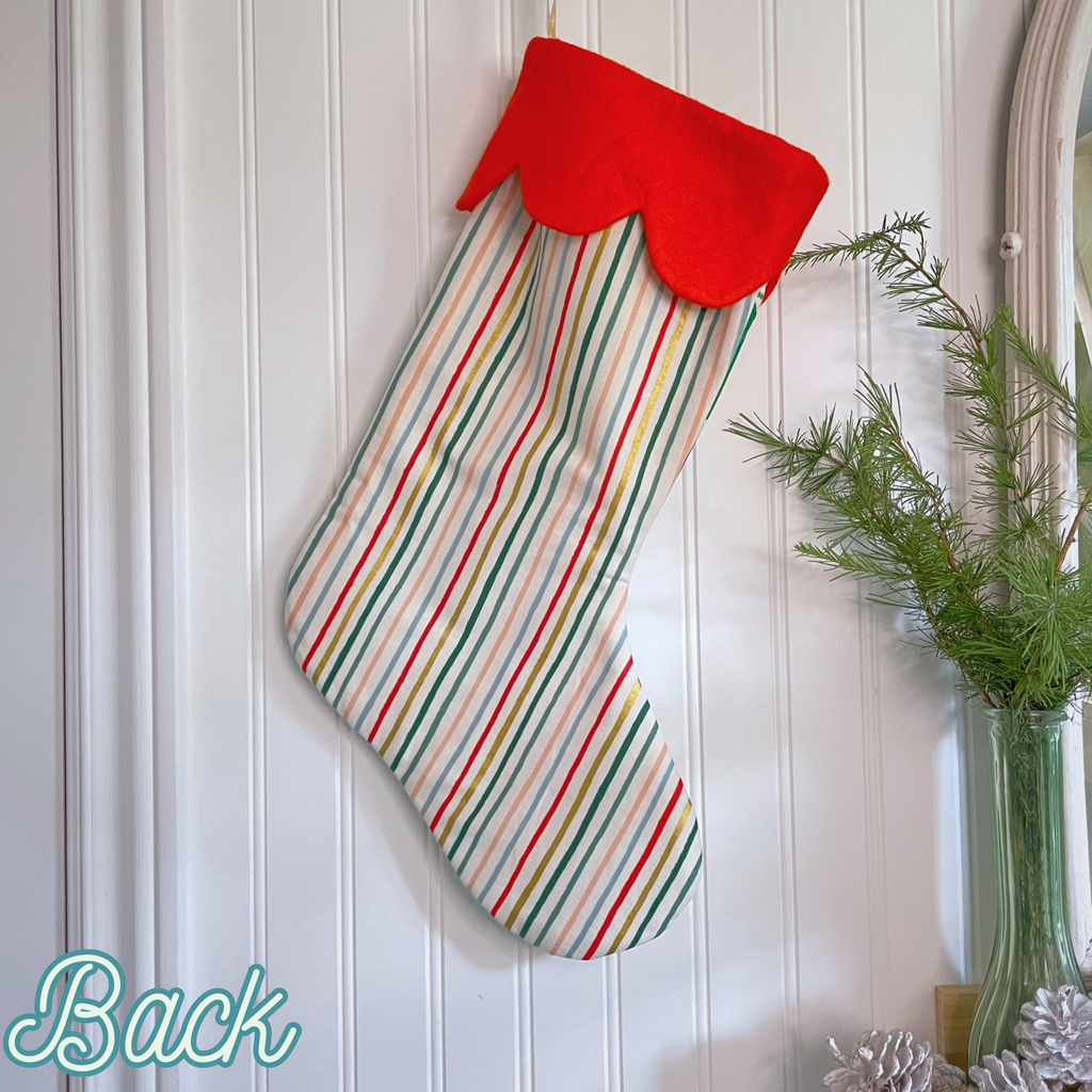 Handmade Christmas Stocking - Metallic Patches Pinks