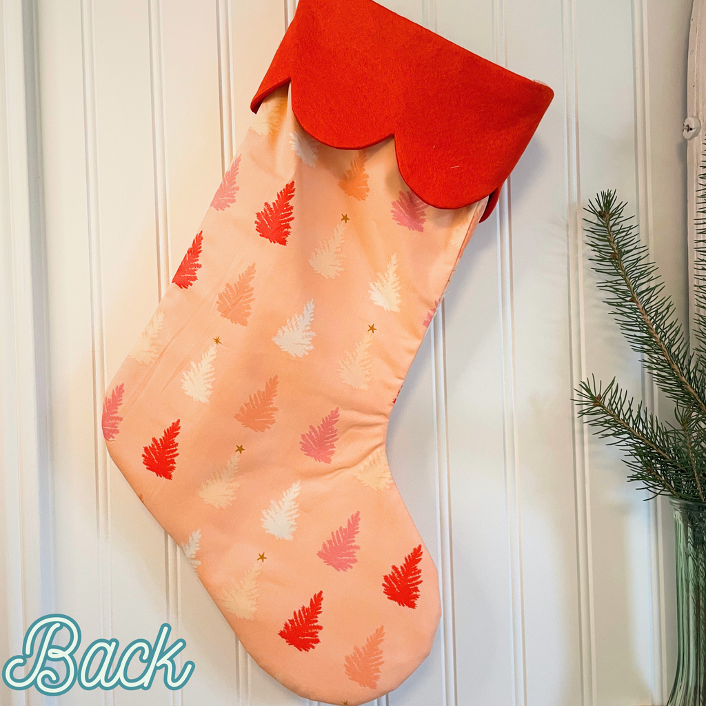 Quilted Christmas Stocking - Pink Pines