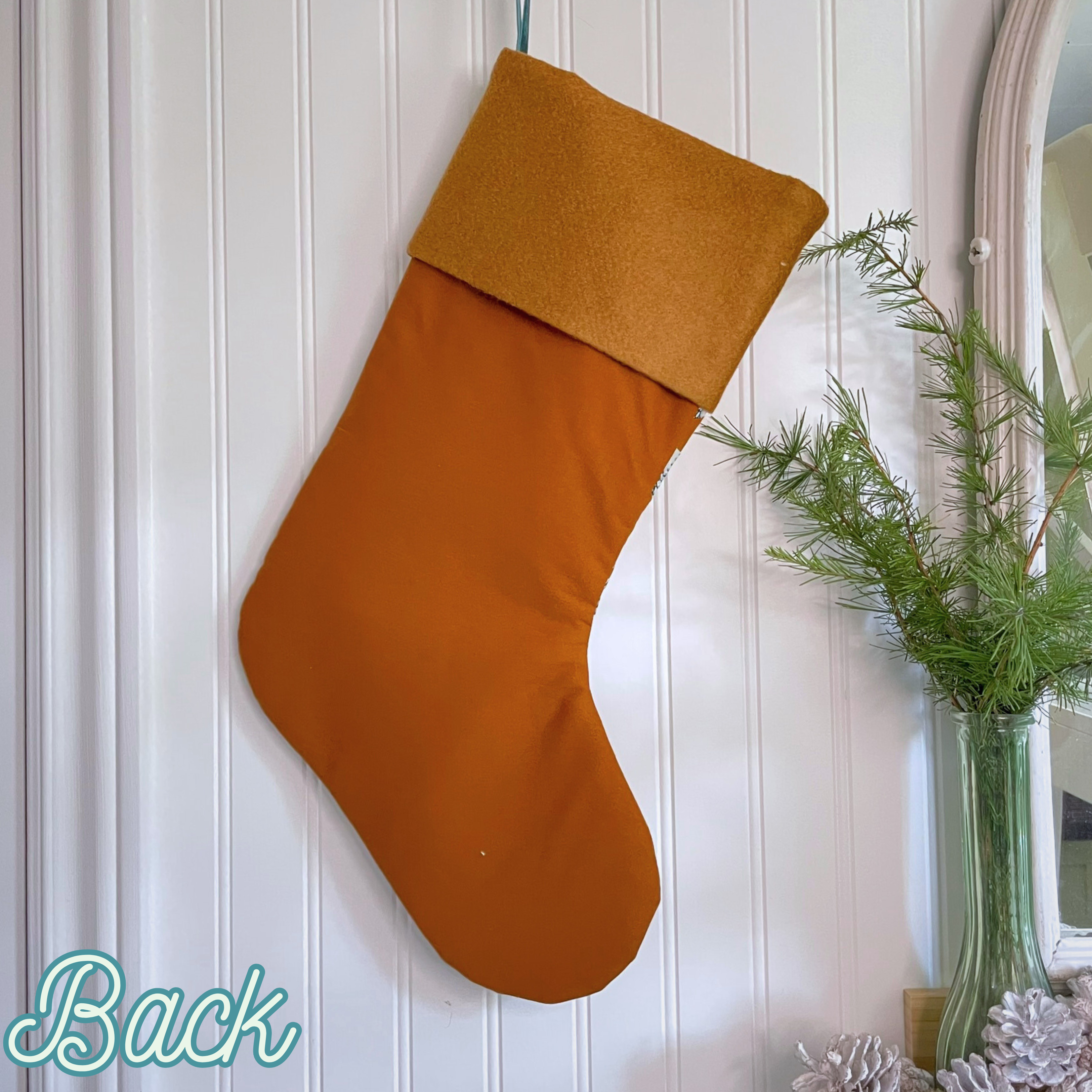 Handmade Christmas Stocking - Gingerbread Fir Patch
