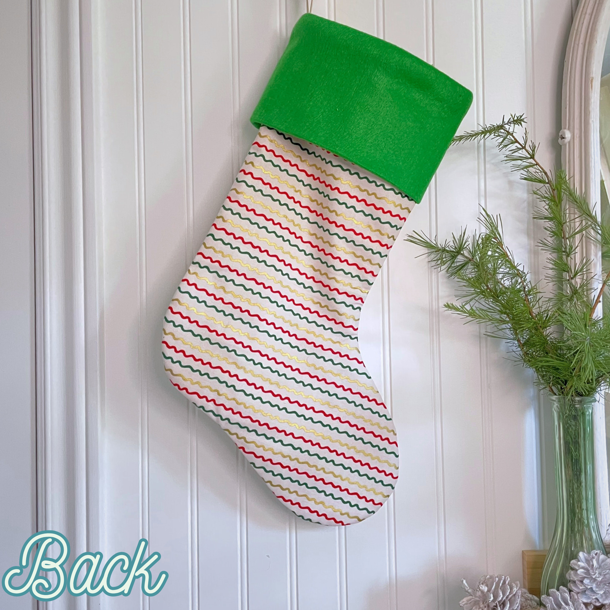 Handmade Christmas Stocking - Squiggles & Stars