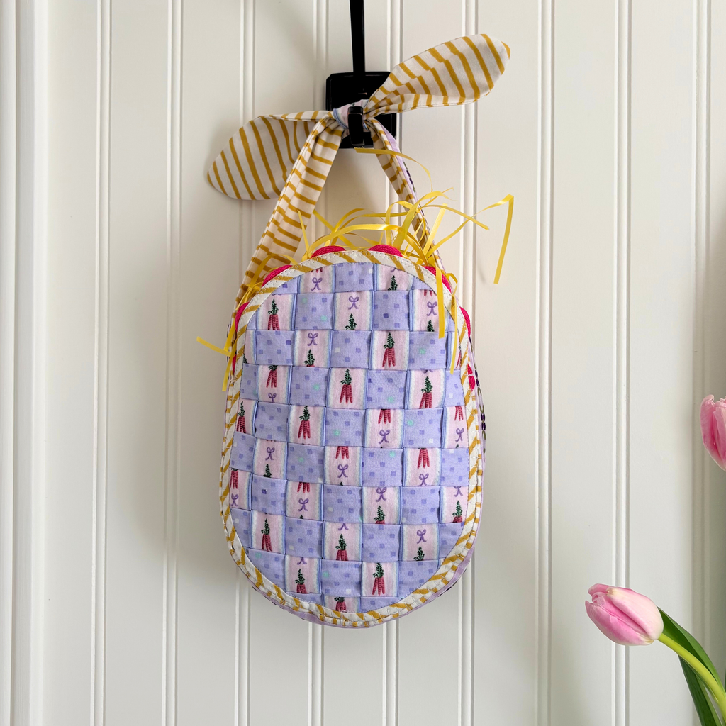 Handmade Woven Easter Basket - Purple Carrots