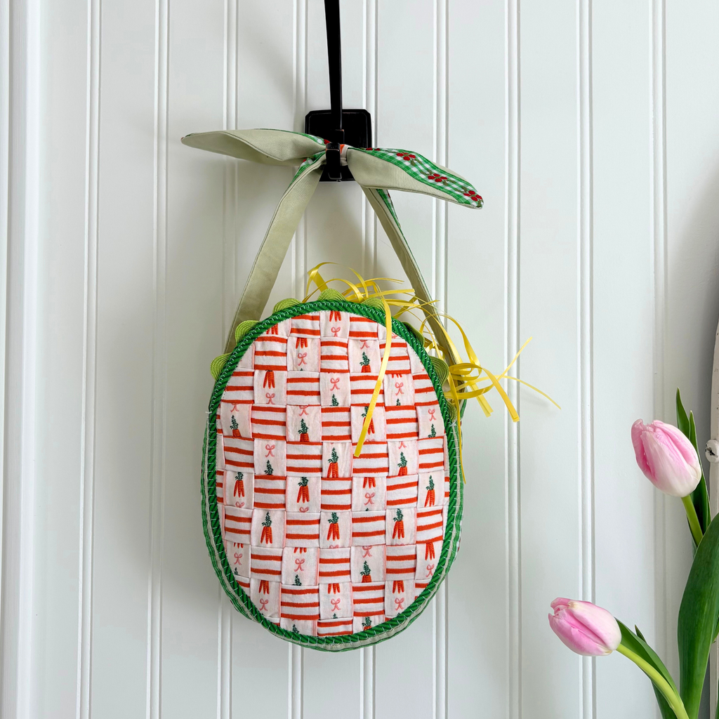 Handmade Woven Easter Basket - White Carrots