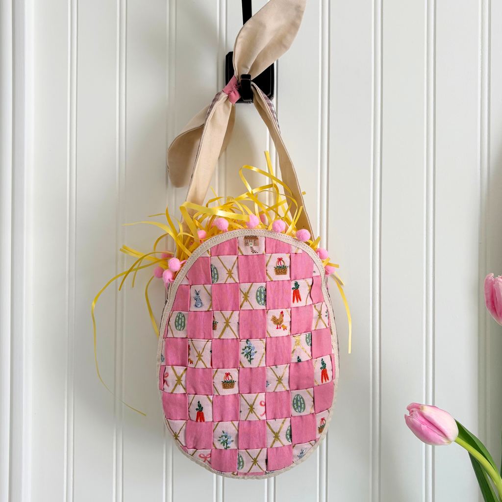 Handmade Woven Easter Basket - Pink and Pink