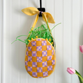 Handmade Woven Easter Basket - Yellow and Purple Check