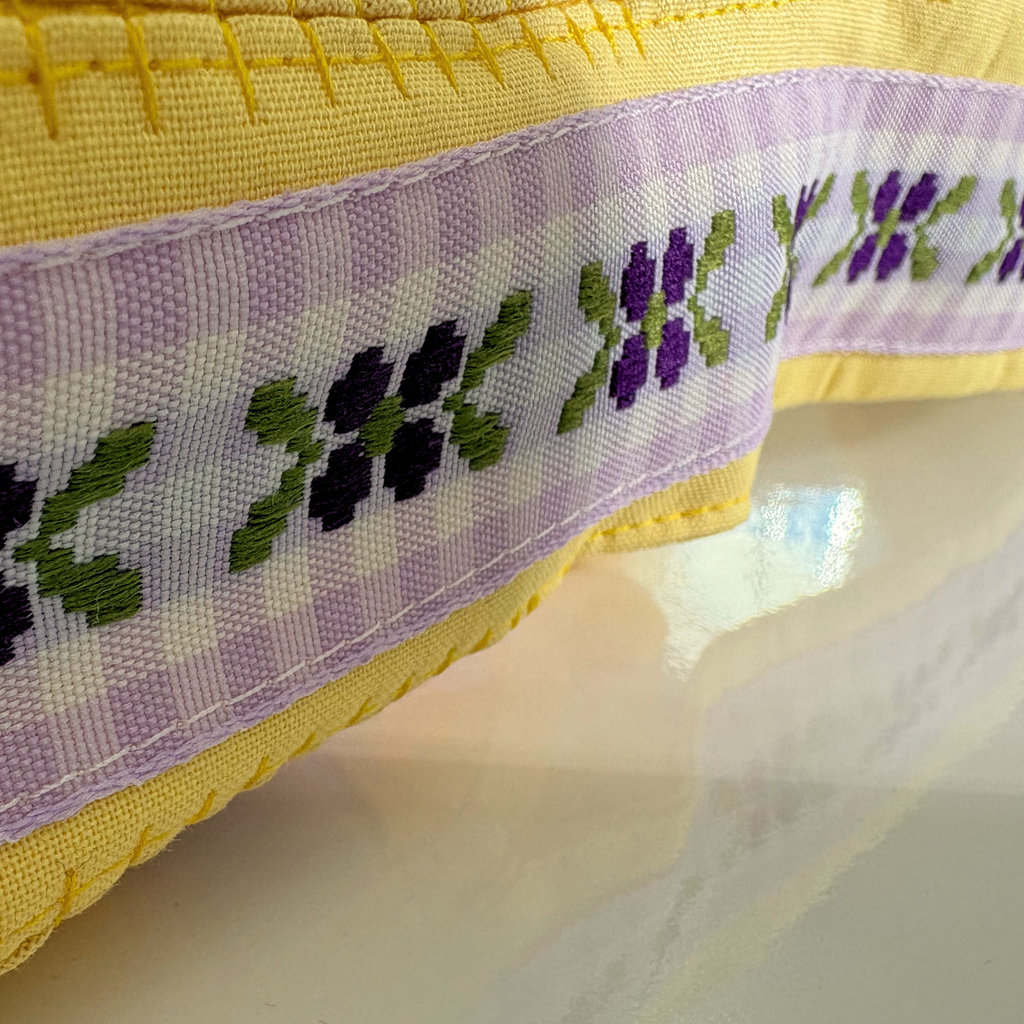 Handmade Woven Easter Basket - Yellow and Purple Check
