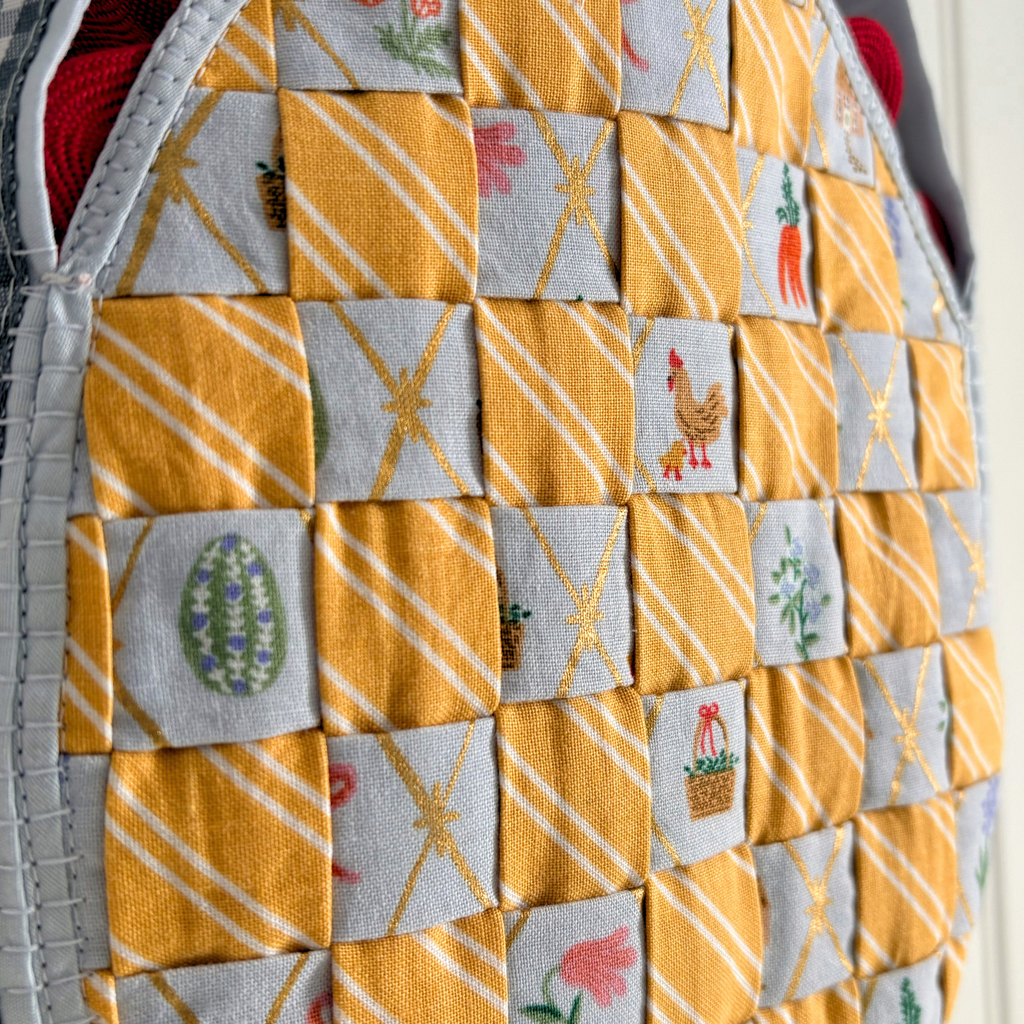Handmade Woven Easter Basket - Yellow Stripes