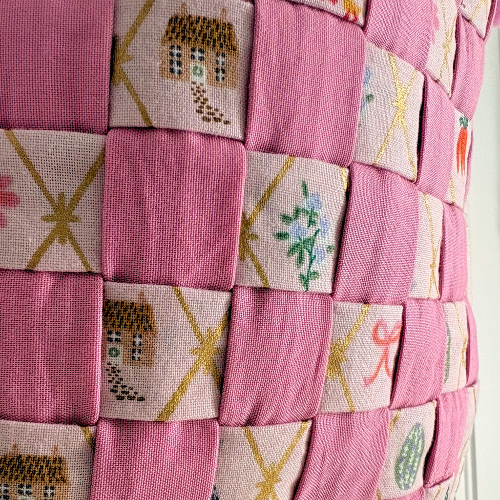 Handmade Woven Easter Basket - Pink and Pink