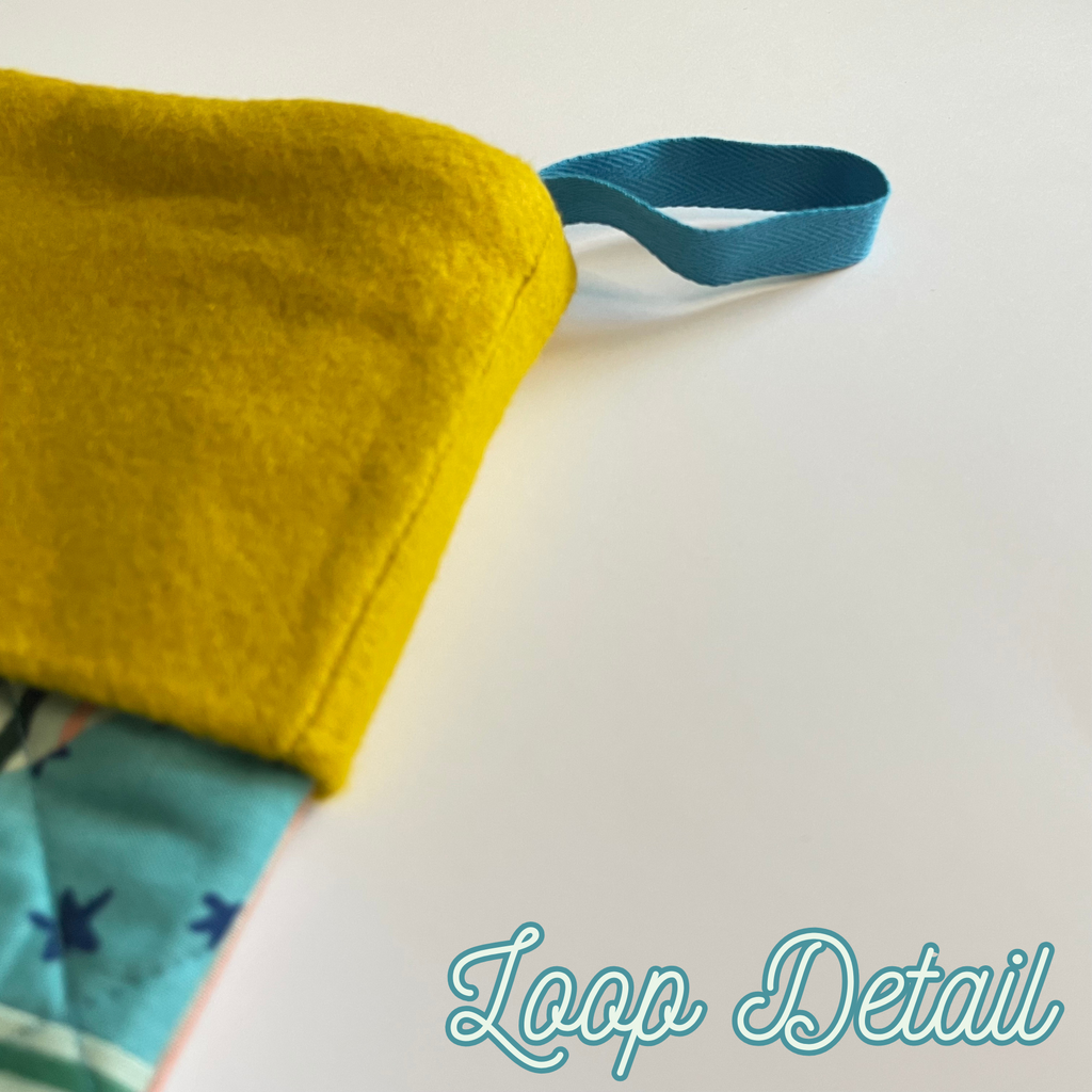 Handmade Christmas Stocking - Metallic Patches Blue Stars