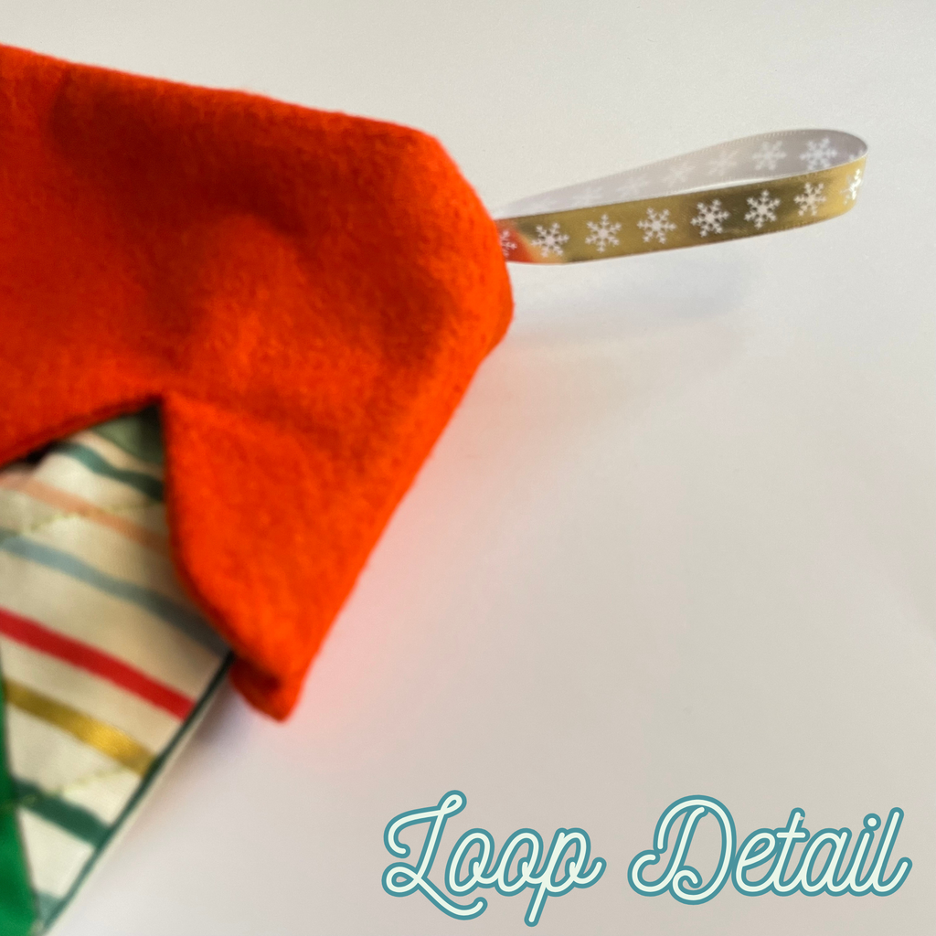 Handmade Christmas Stocking - Metallic Patches Greens