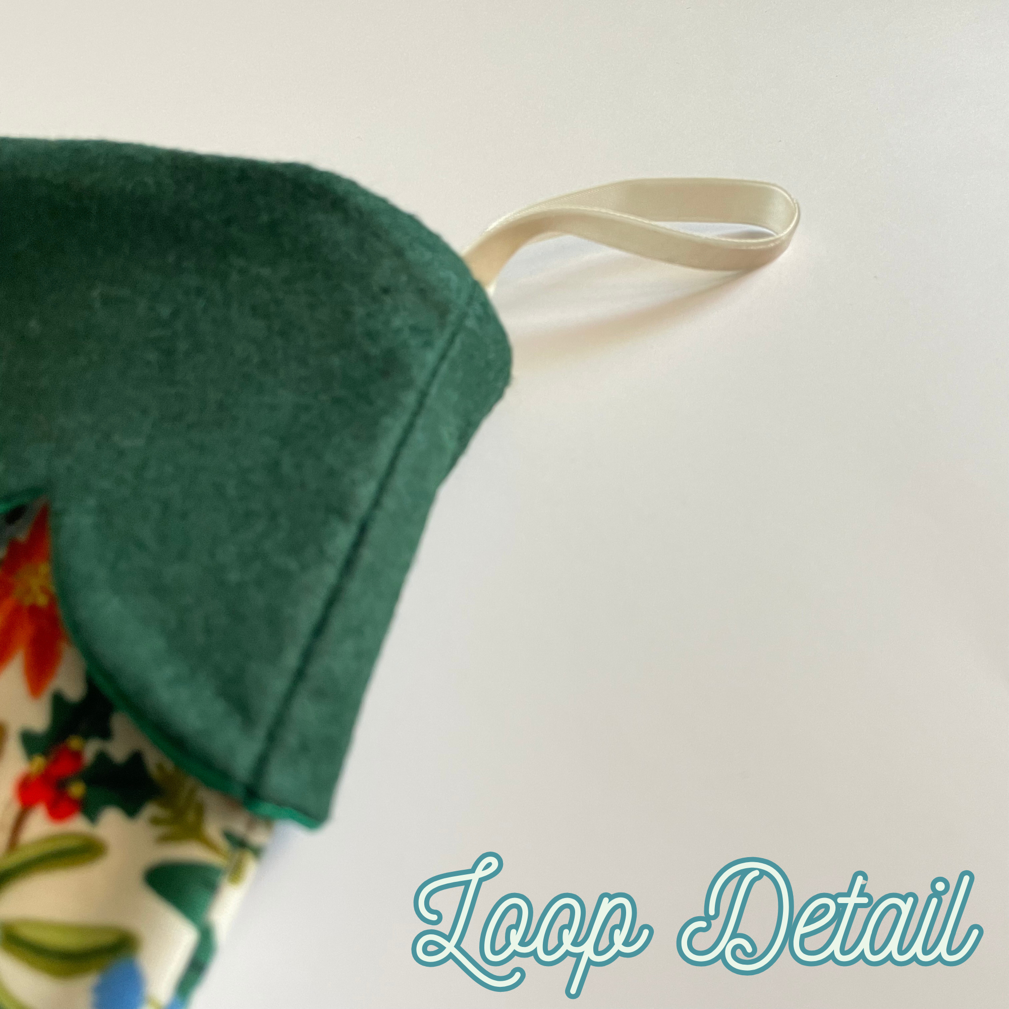 Handmade Christmas Stocking - Poinsettia Light