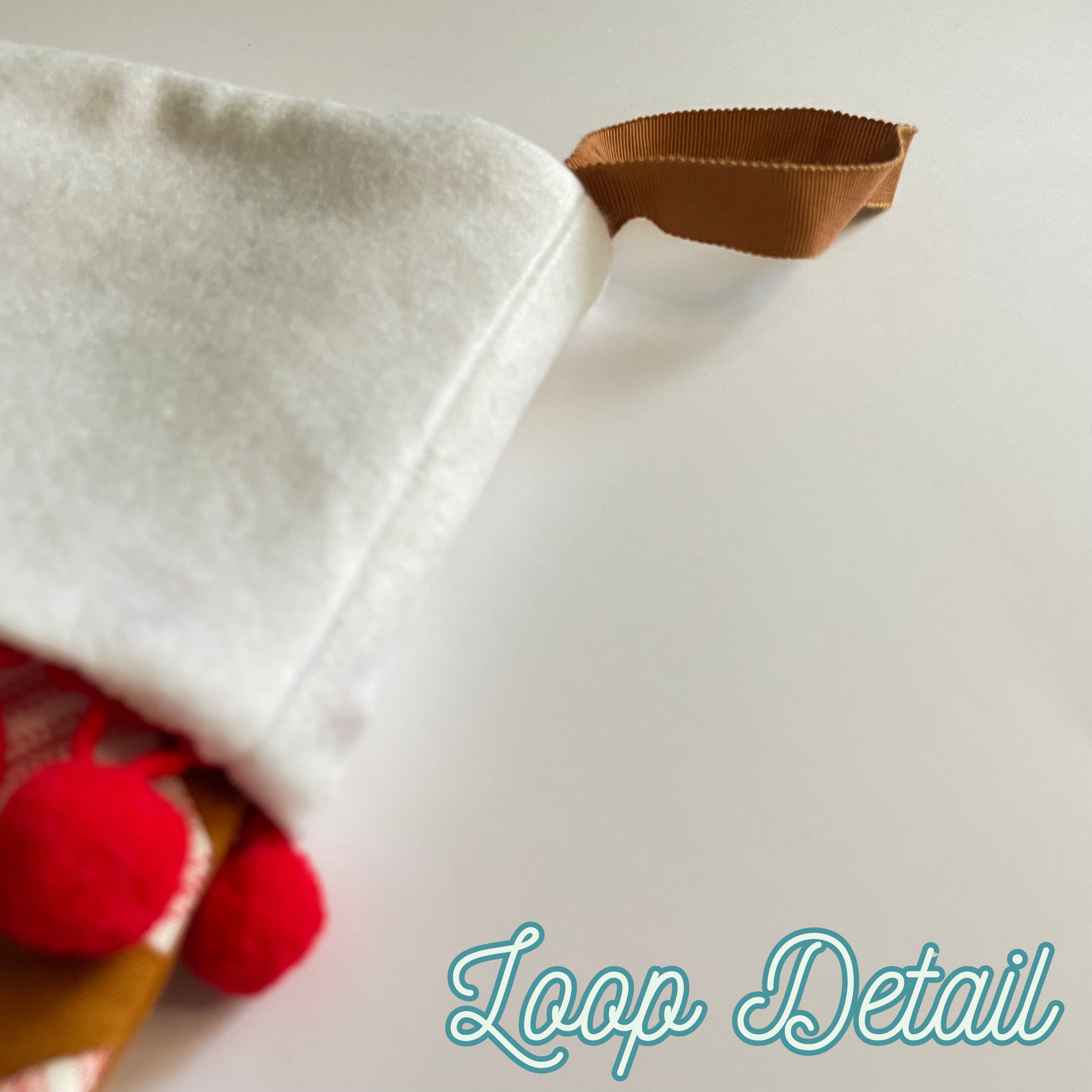 Handmade Christmas Stocking - Gingerbread Poms & Stripes