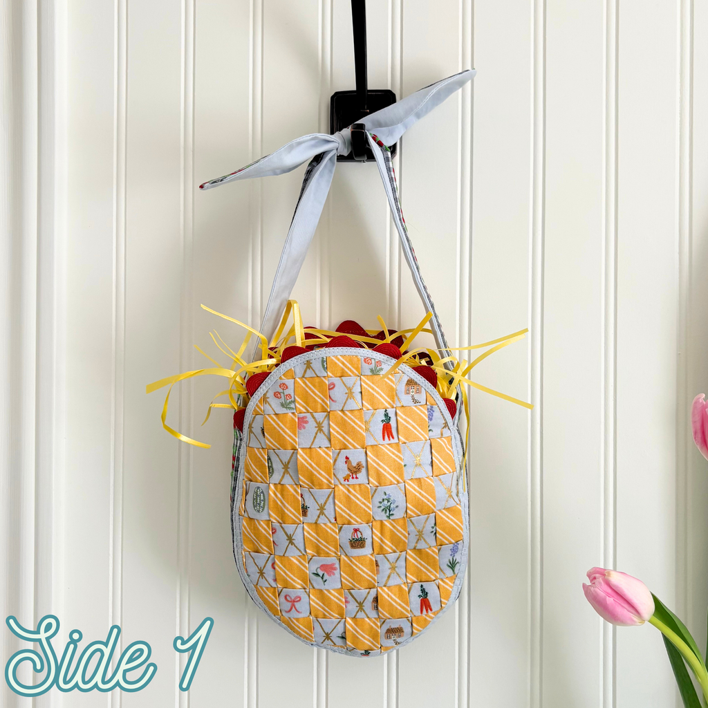 Handmade Woven Easter Basket - Yellow Stripes