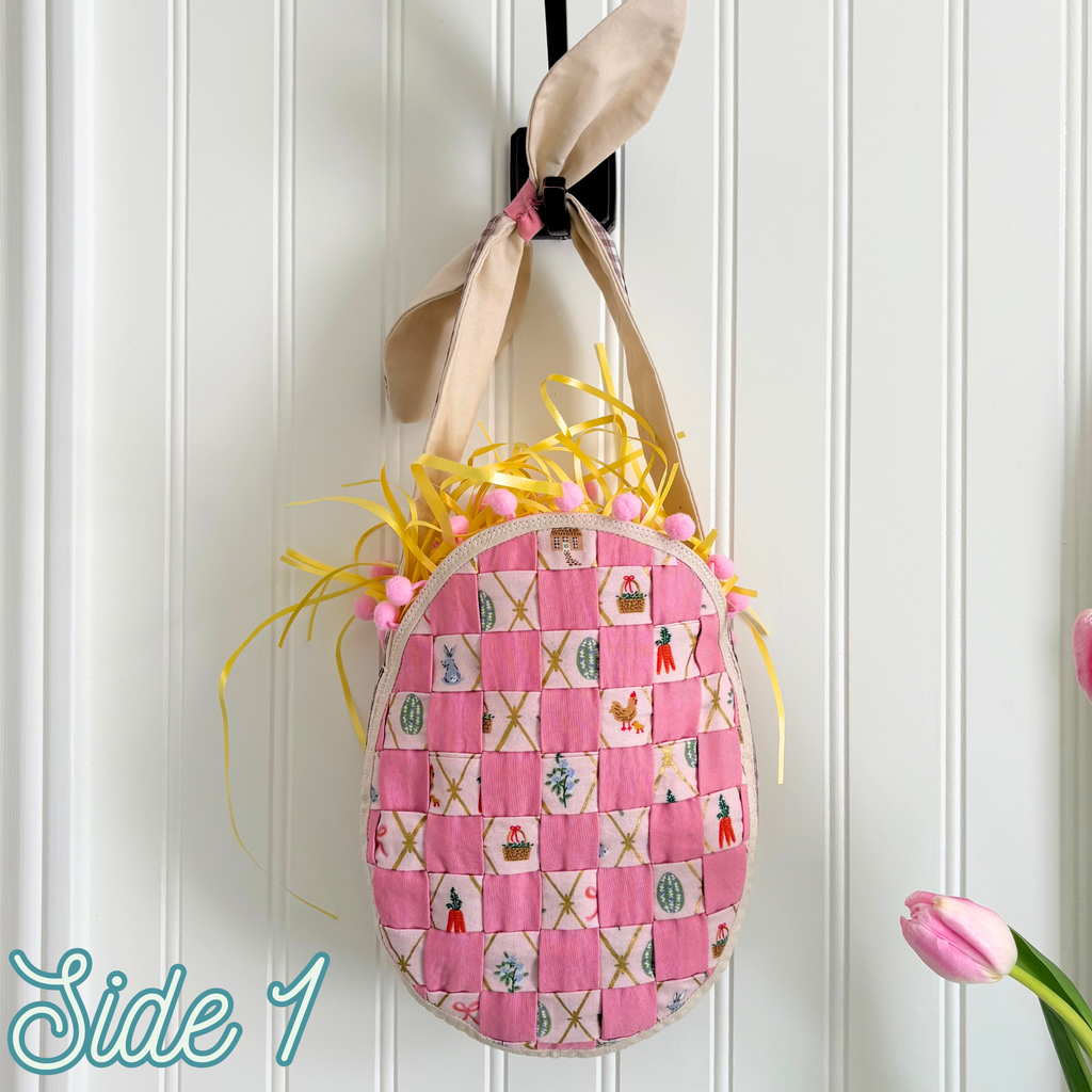 Handmade Woven Easter Basket - Pink and Pink