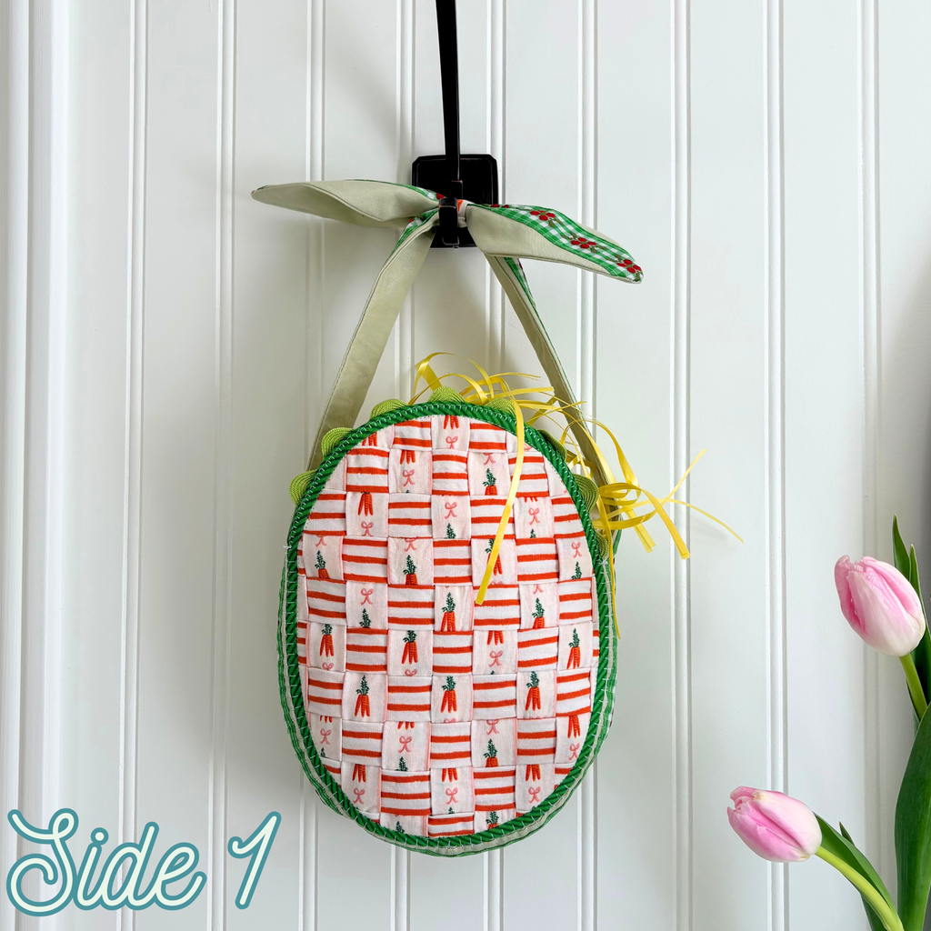 Handmade Woven Easter Basket - White Carrots