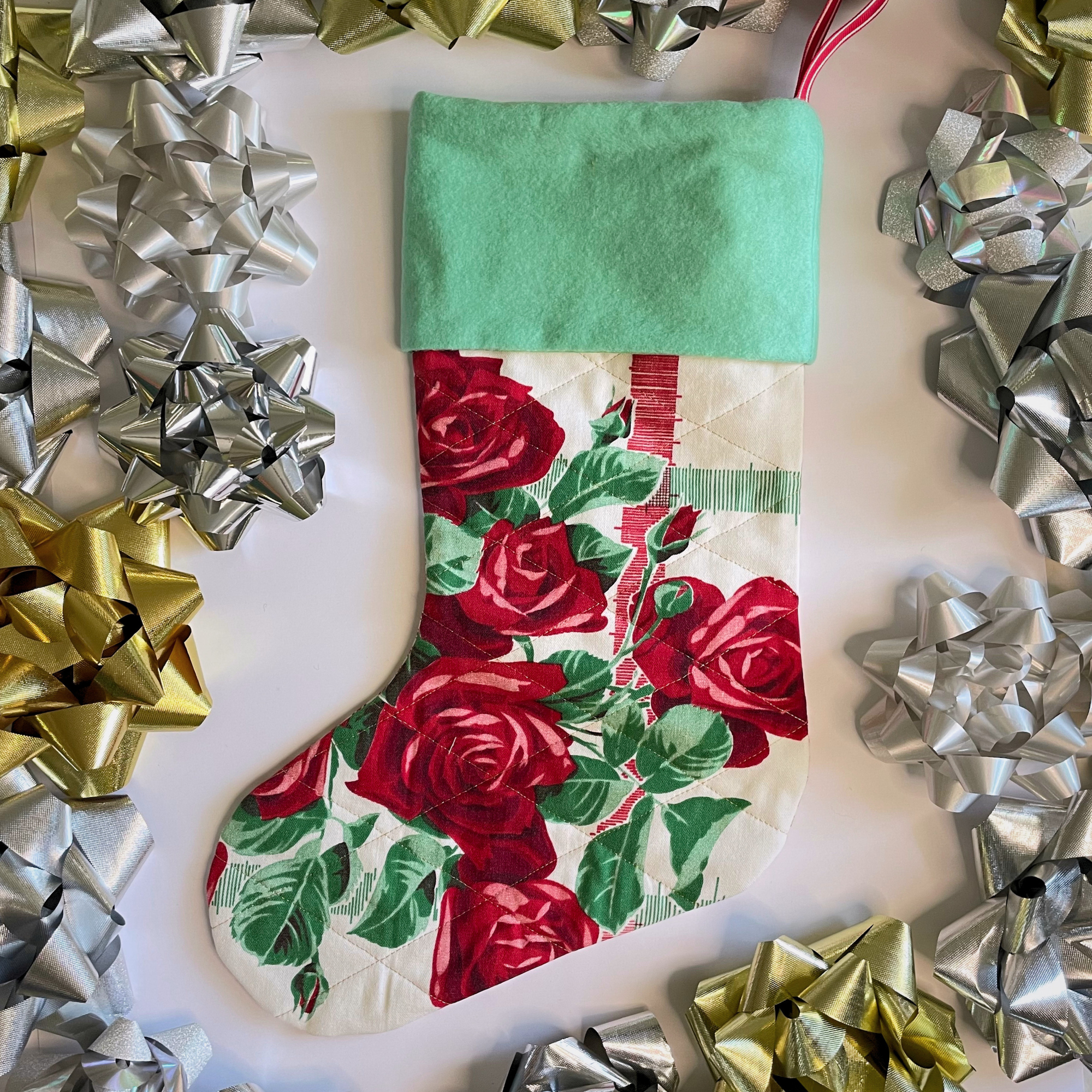 Handmade Christmas Stocking - Vintage Roses