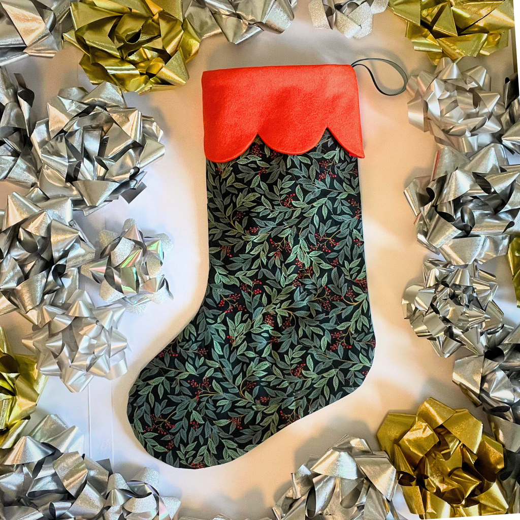 Quilted Christmas Stocking - Willowberry Red