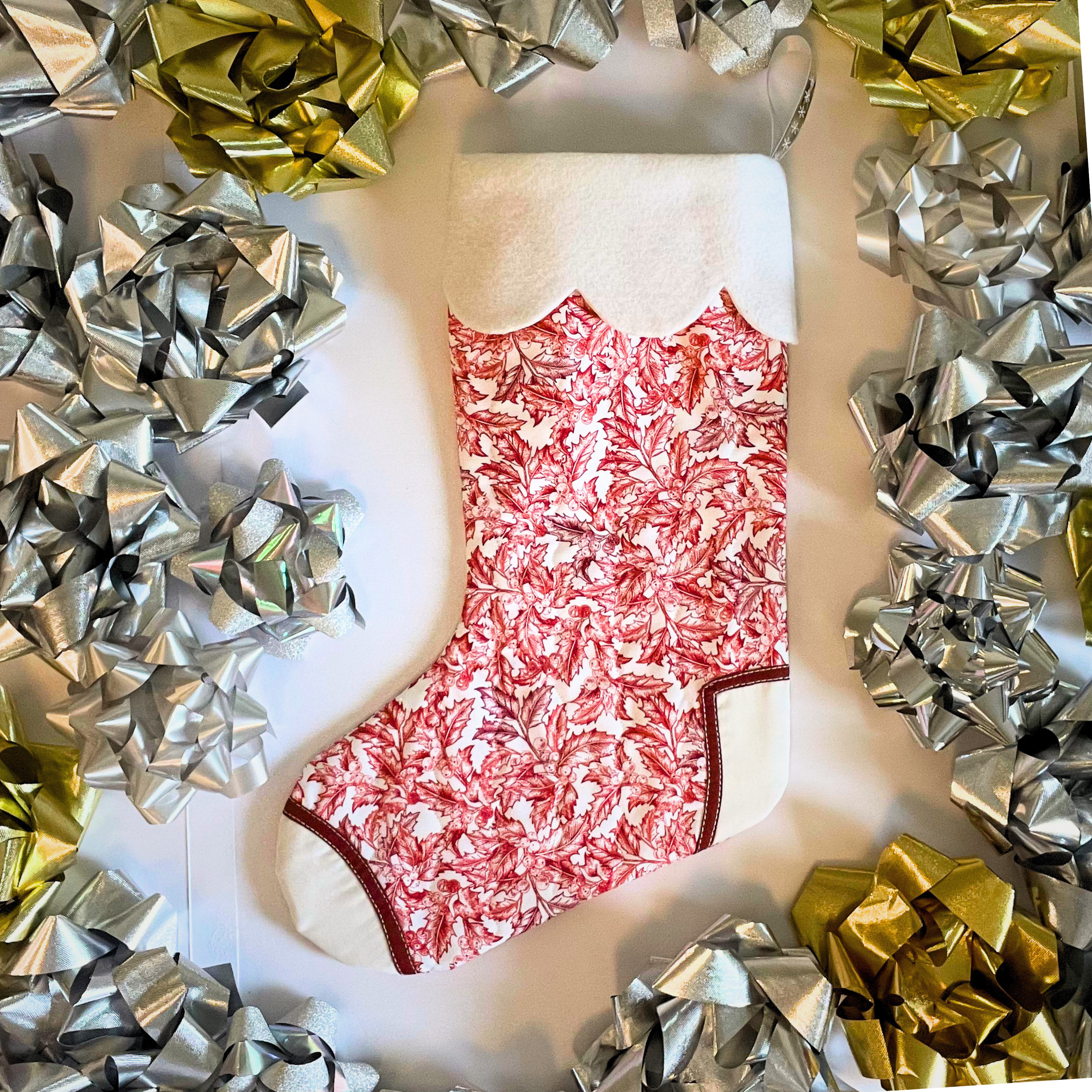 Handmade Christmas Stocking - Red Holly