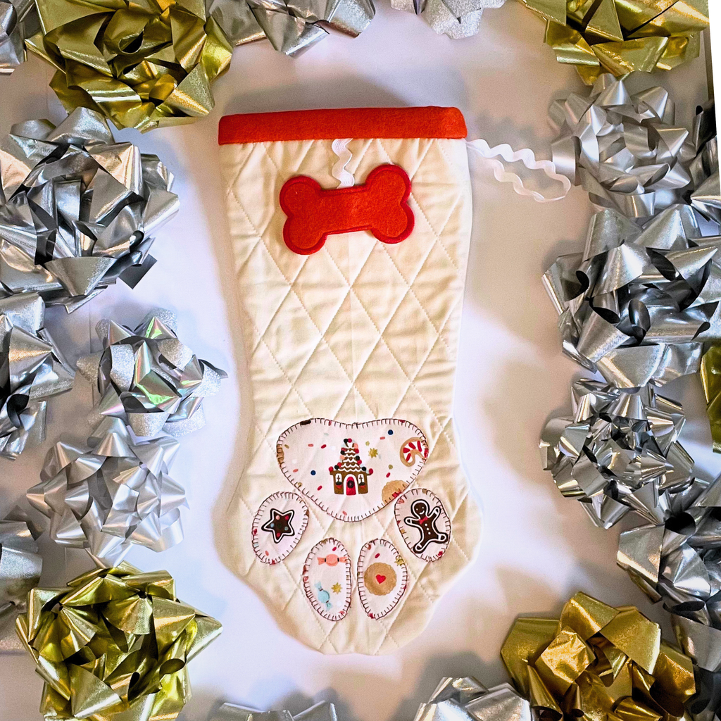 Quilted Patchwork Pet Christmas Stocking - Christmas Cookies