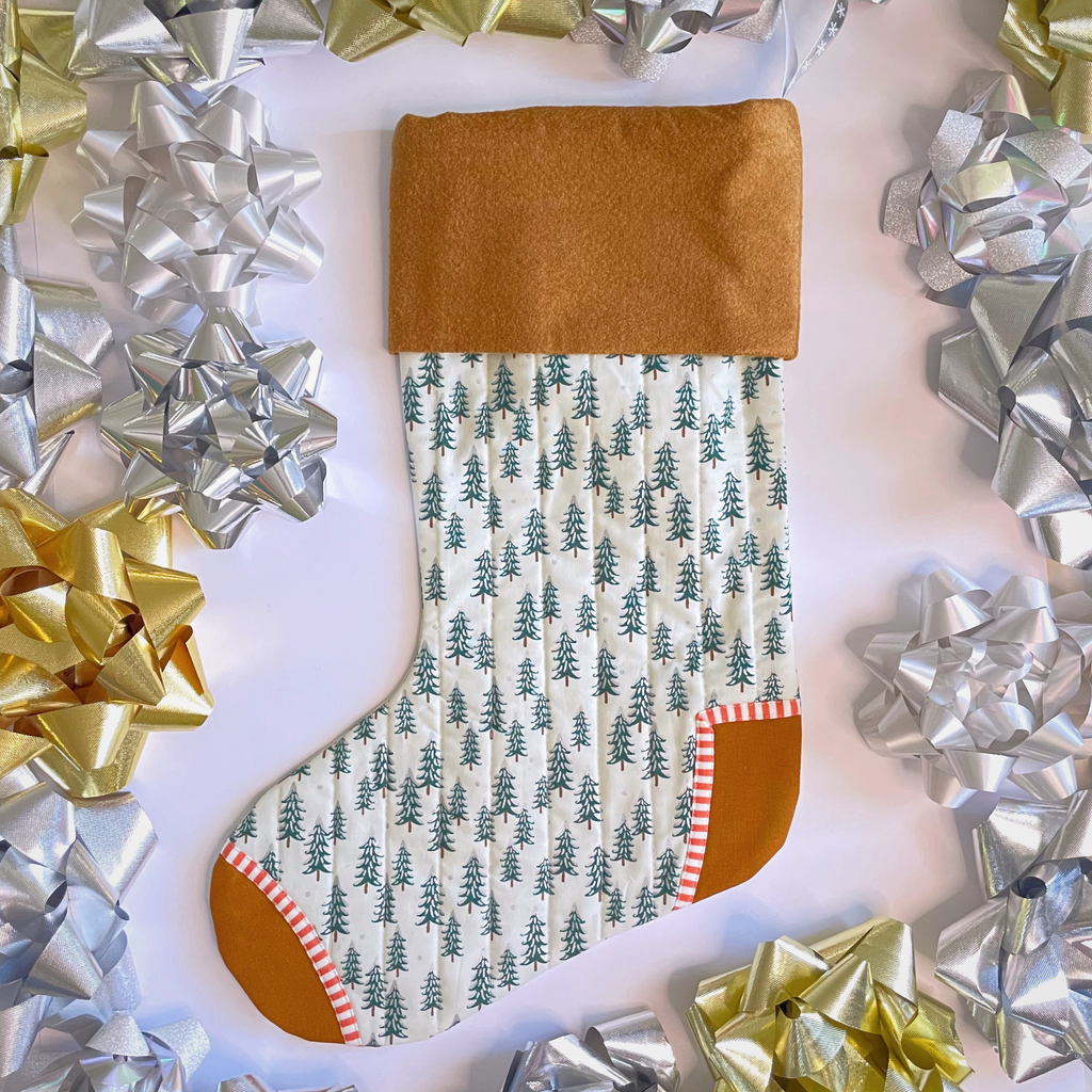 Handmade Christmas Stocking - Gingerbread Fir Trees