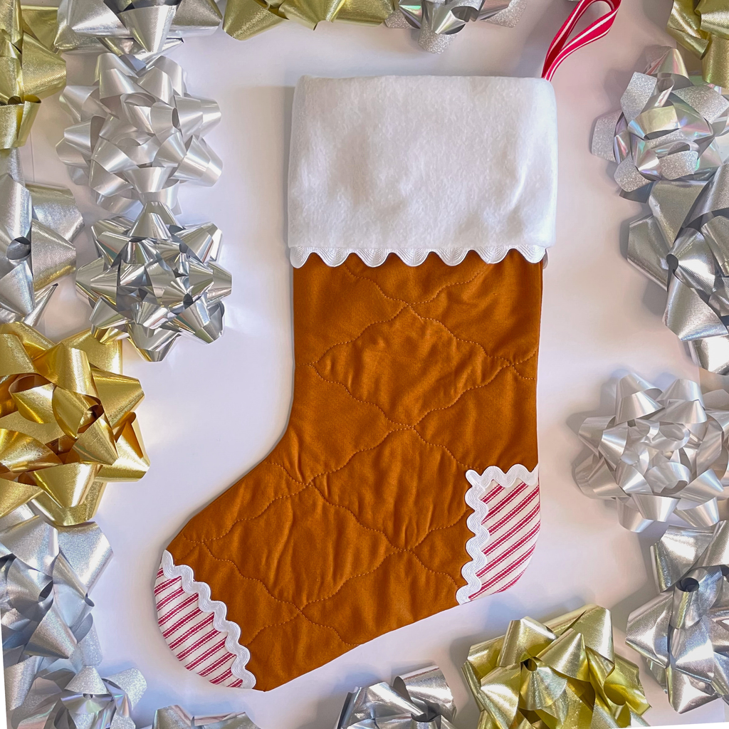 Handmade Christmas Stocking - Gingerbread Stripes