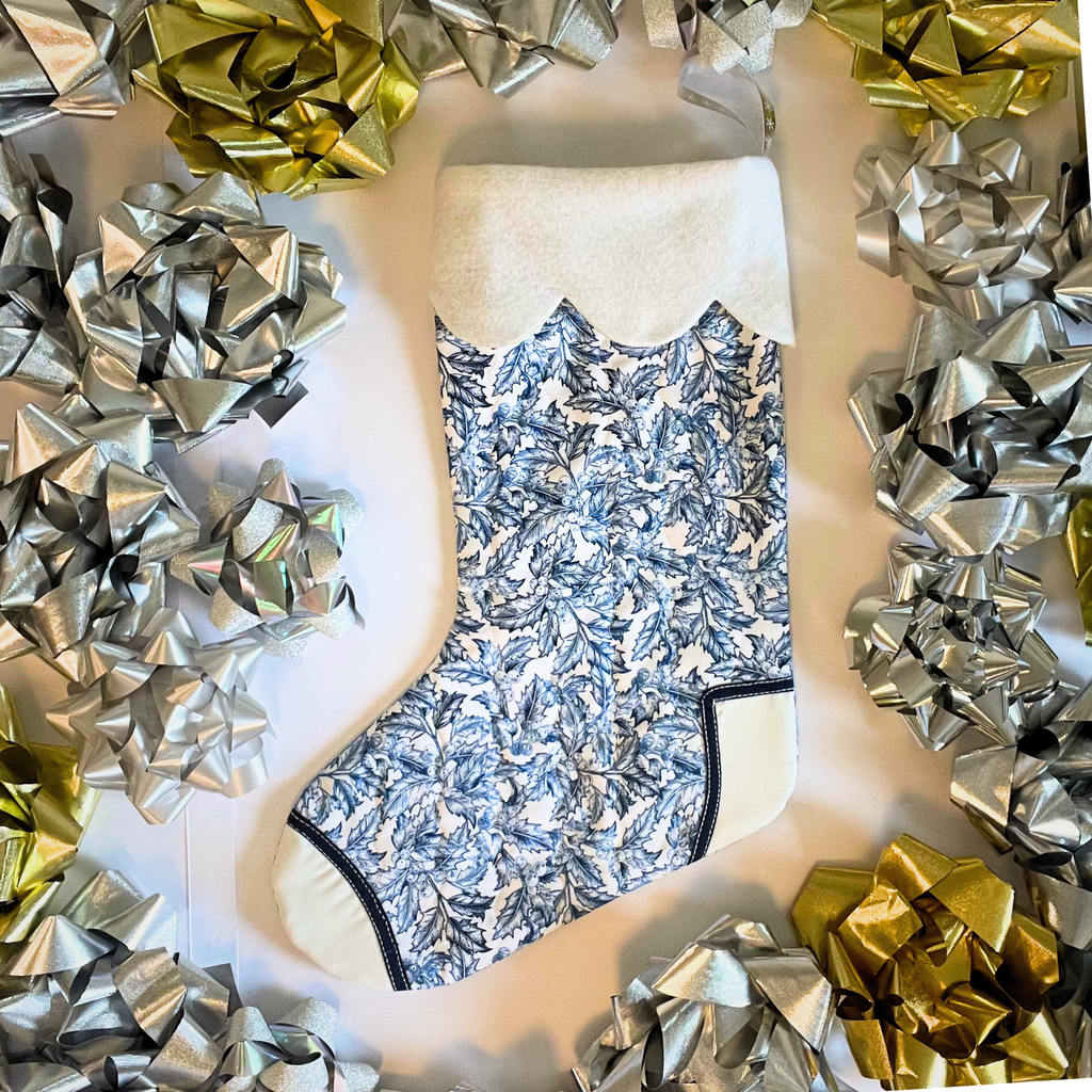 Handmade Christmas Stocking -Blue Holly