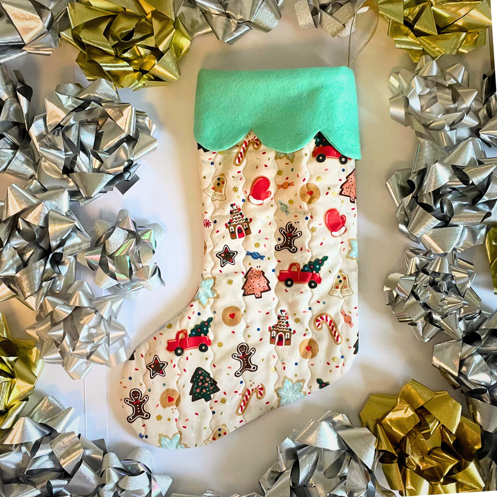 Quilted Christmas Stocking - Christmas Cookies