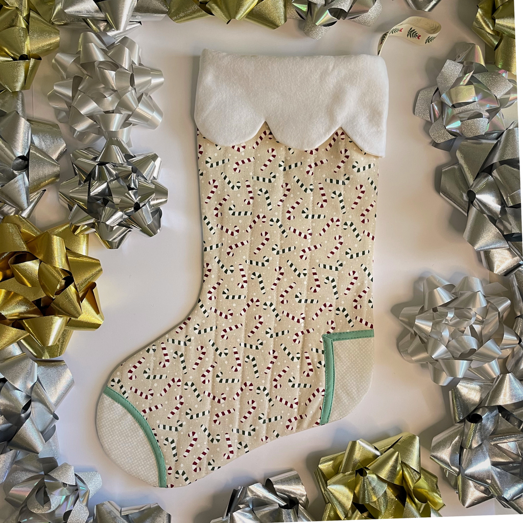 Handmade Stocking - Candy Cane Cream