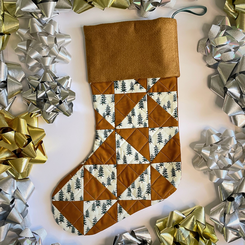 Handmade Christmas Stocking - Gingerbread Fir Patch