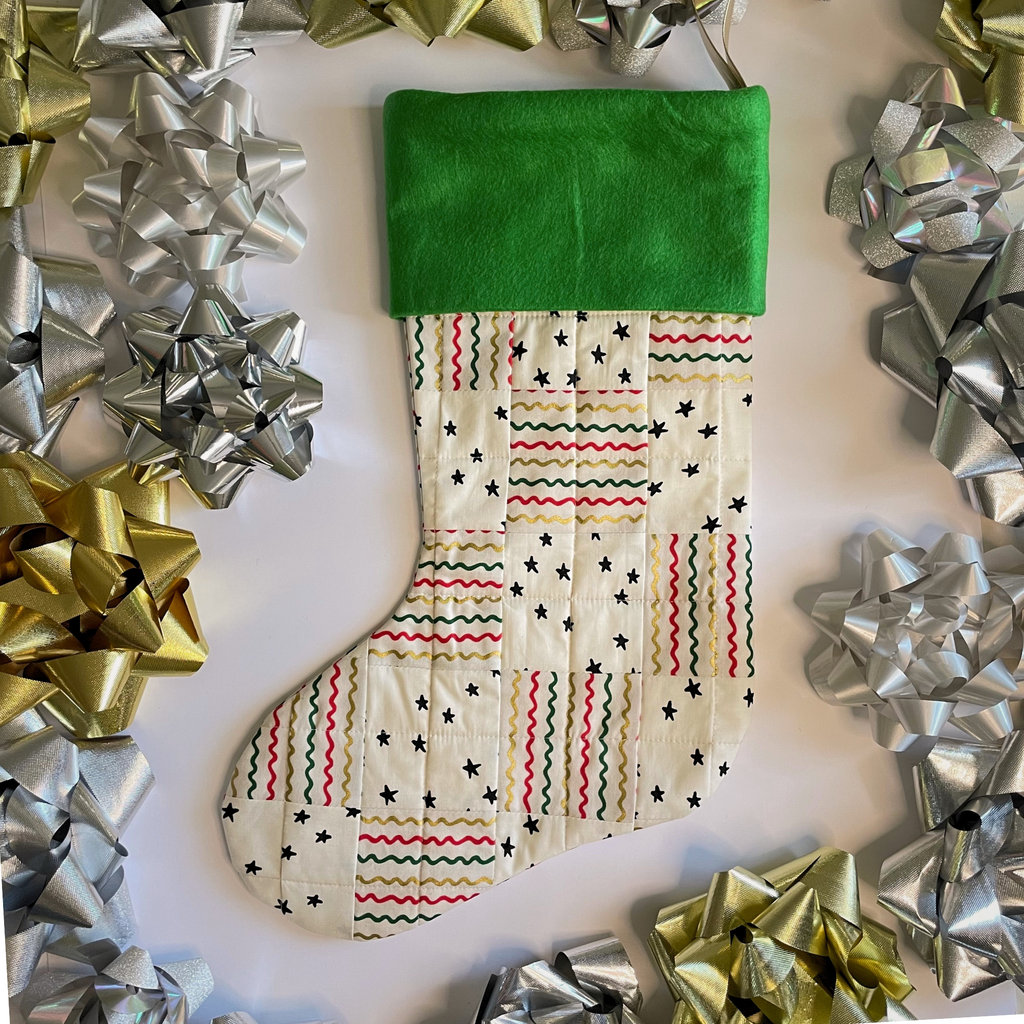Handmade Christmas Stocking - Squiggles & Stars