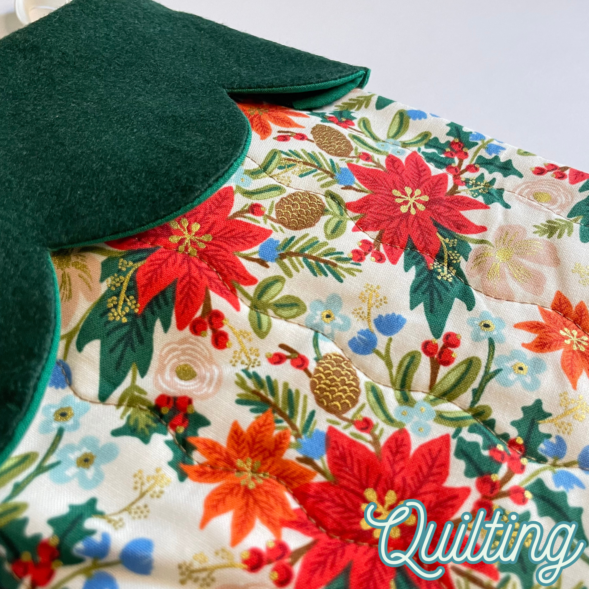 Handmade Christmas Stocking - Poinsettia Light