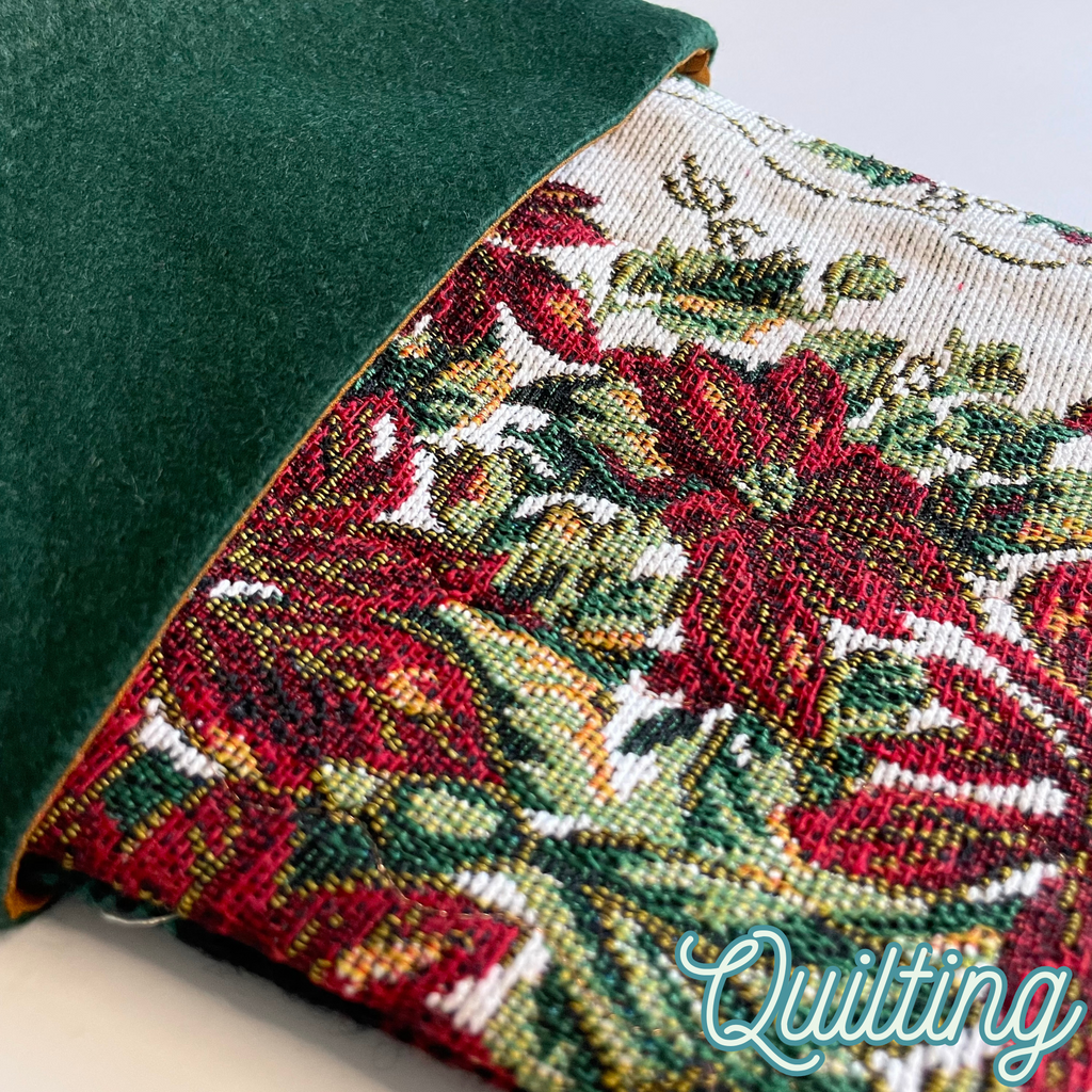 Handmade Christmas Stocking -Vintage Poinsettia & Plaid