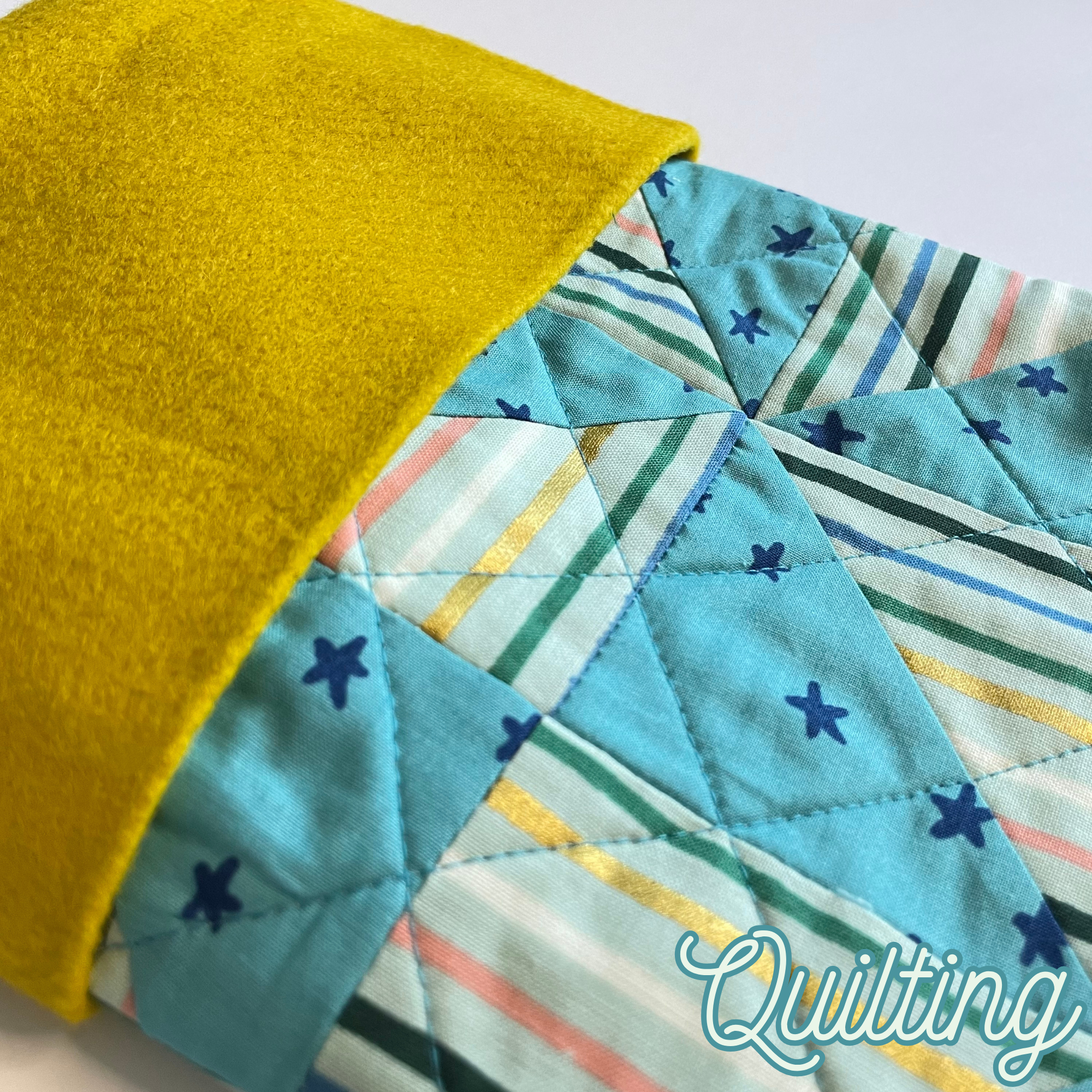 Handmade Christmas Stocking - Metallic Patches Blue Stars