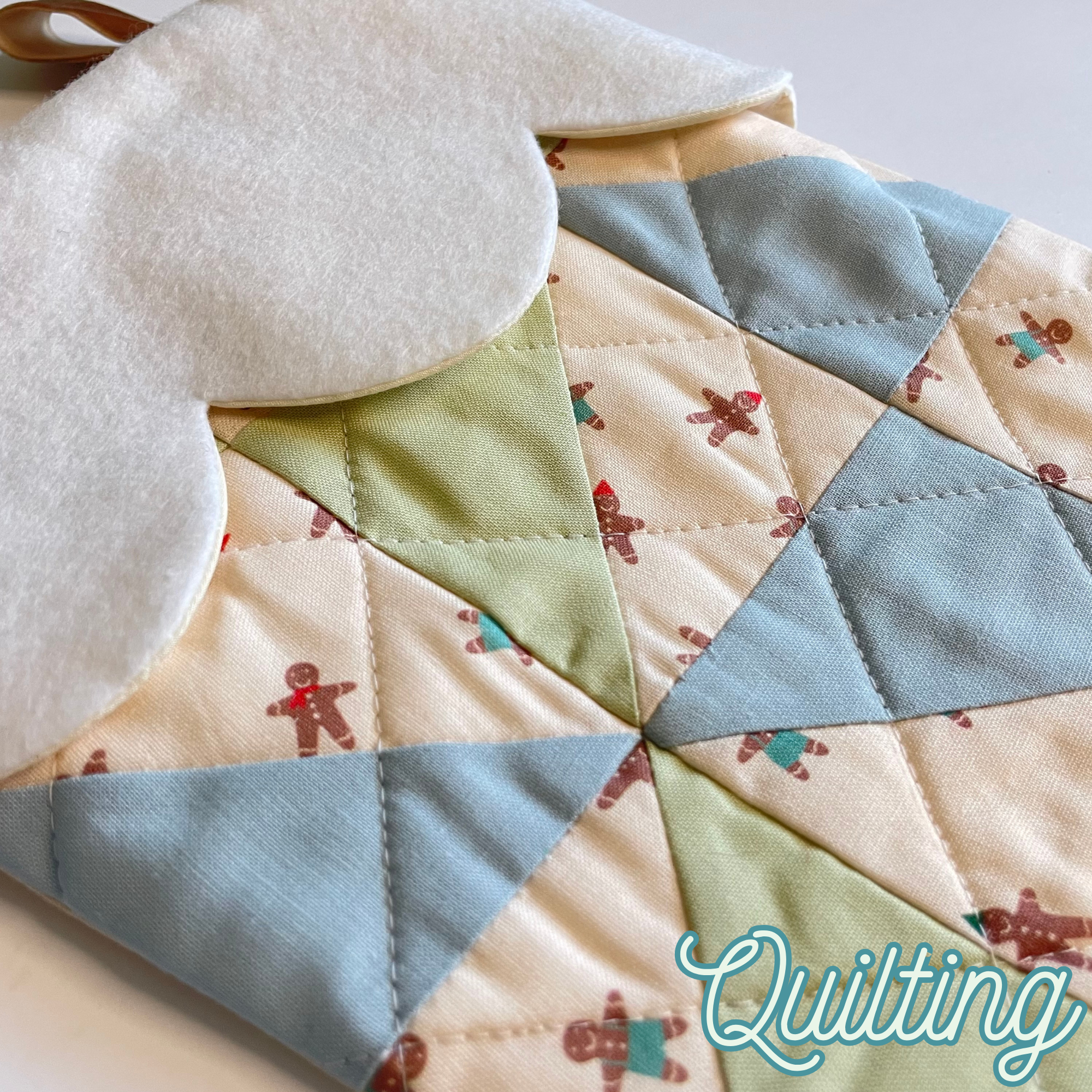 Handmade Christmas Stocking - Gingerbread Sky & Sage