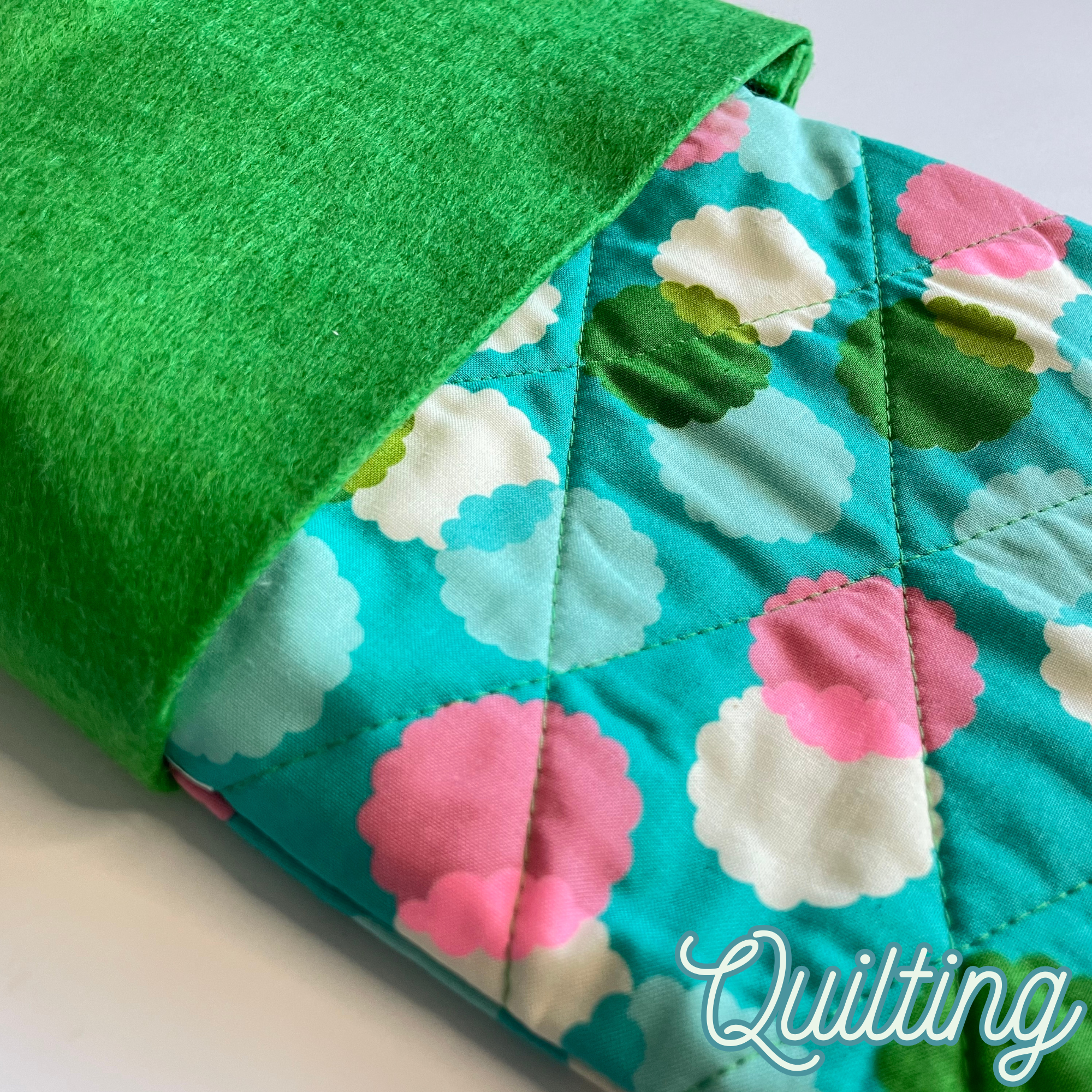 Handmade Christmas Stocking - Green Puffs