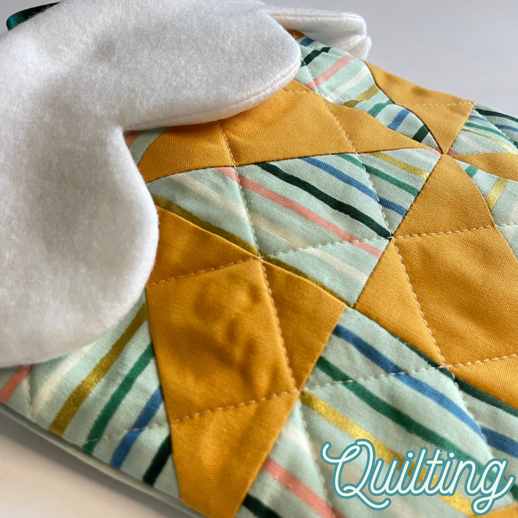 Handmade Christmas Stocking - Metallic Patches Goldenrod