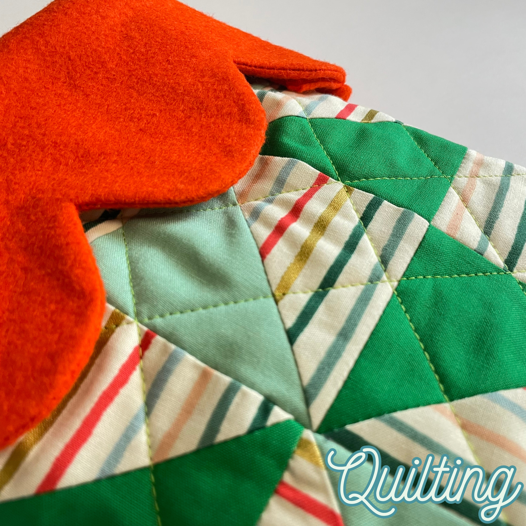 Handmade Christmas Stocking - Metallic Patches Greens