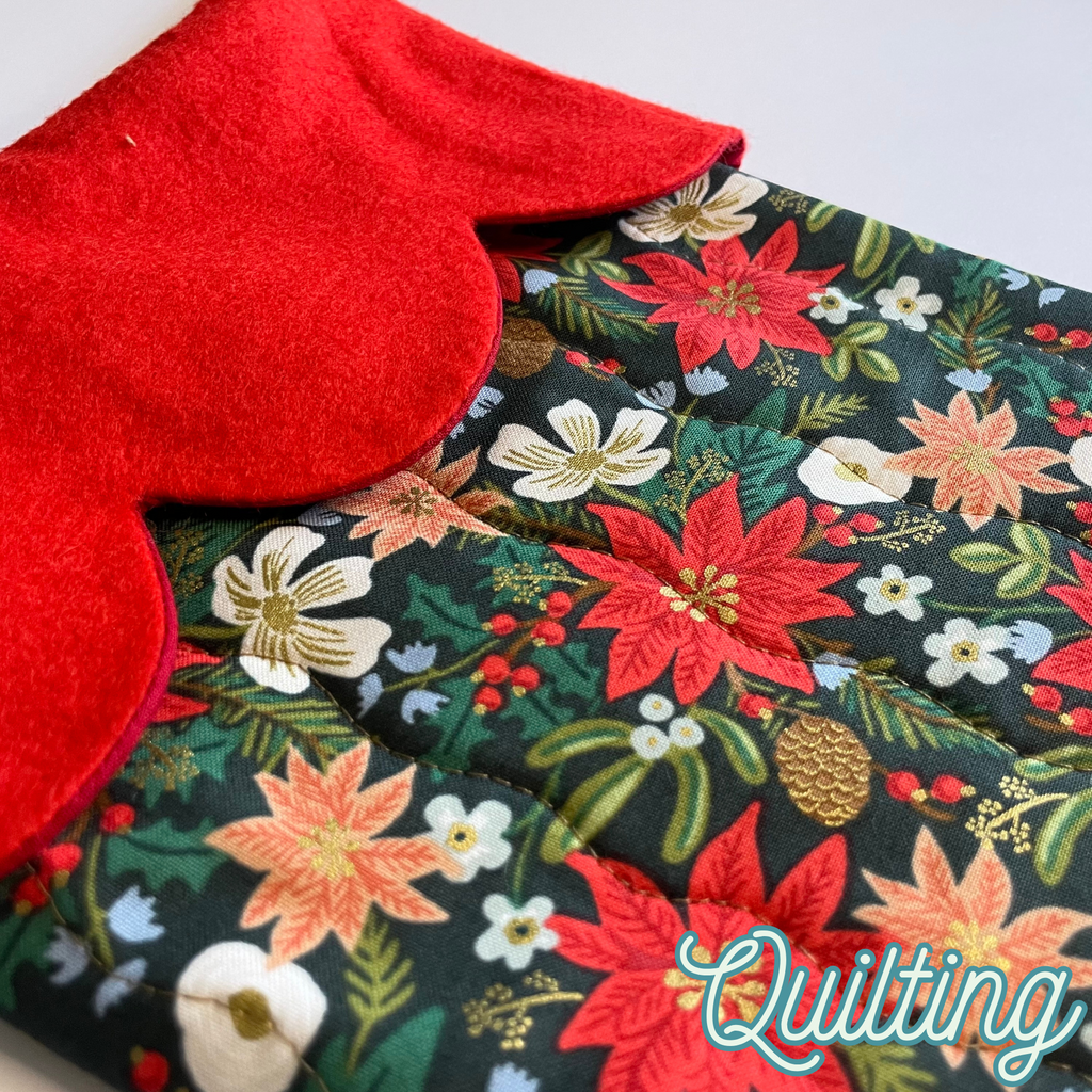 Handmade Christmas Stocking - Poinsettia Dark