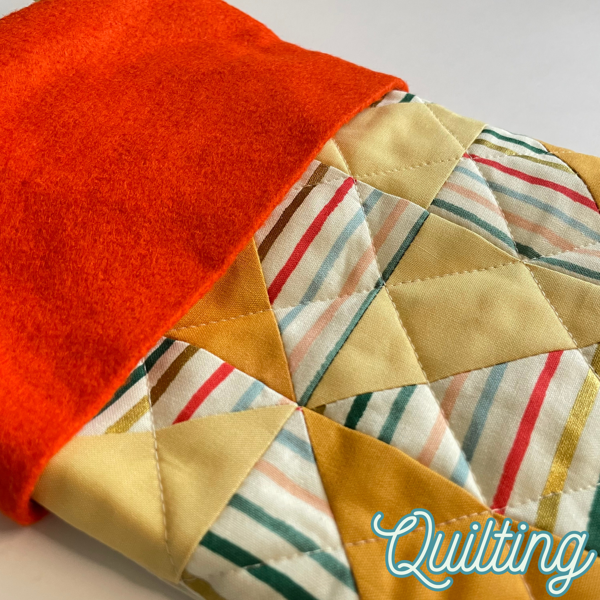 Handmade Christmas Stocking - Metallic Patches Yellows