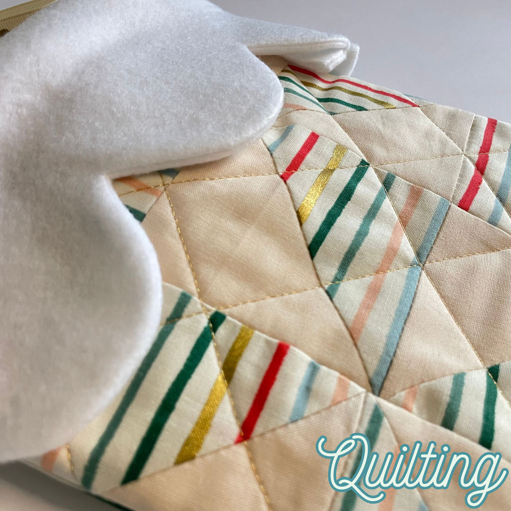 Handmade Christmas Stocking - Metallic Patches Cream