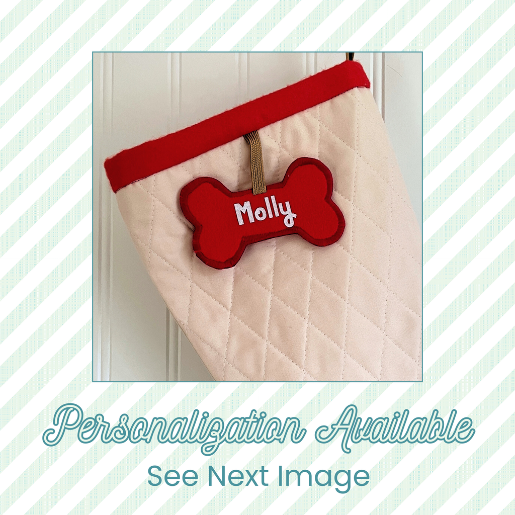 Quilted Patchwork Pet Christmas Stocking - Green Holly