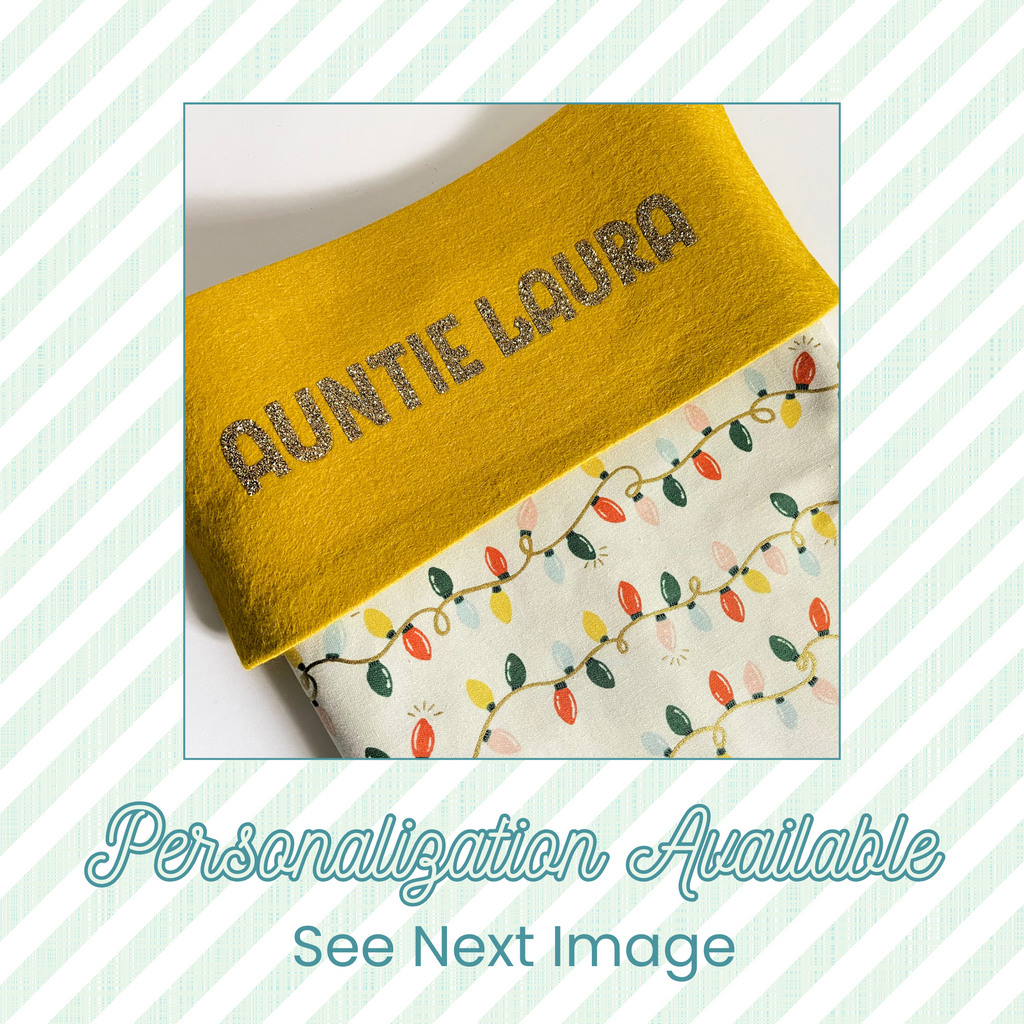 Handmade Christmas Stocking - Metallic Patches Yellows