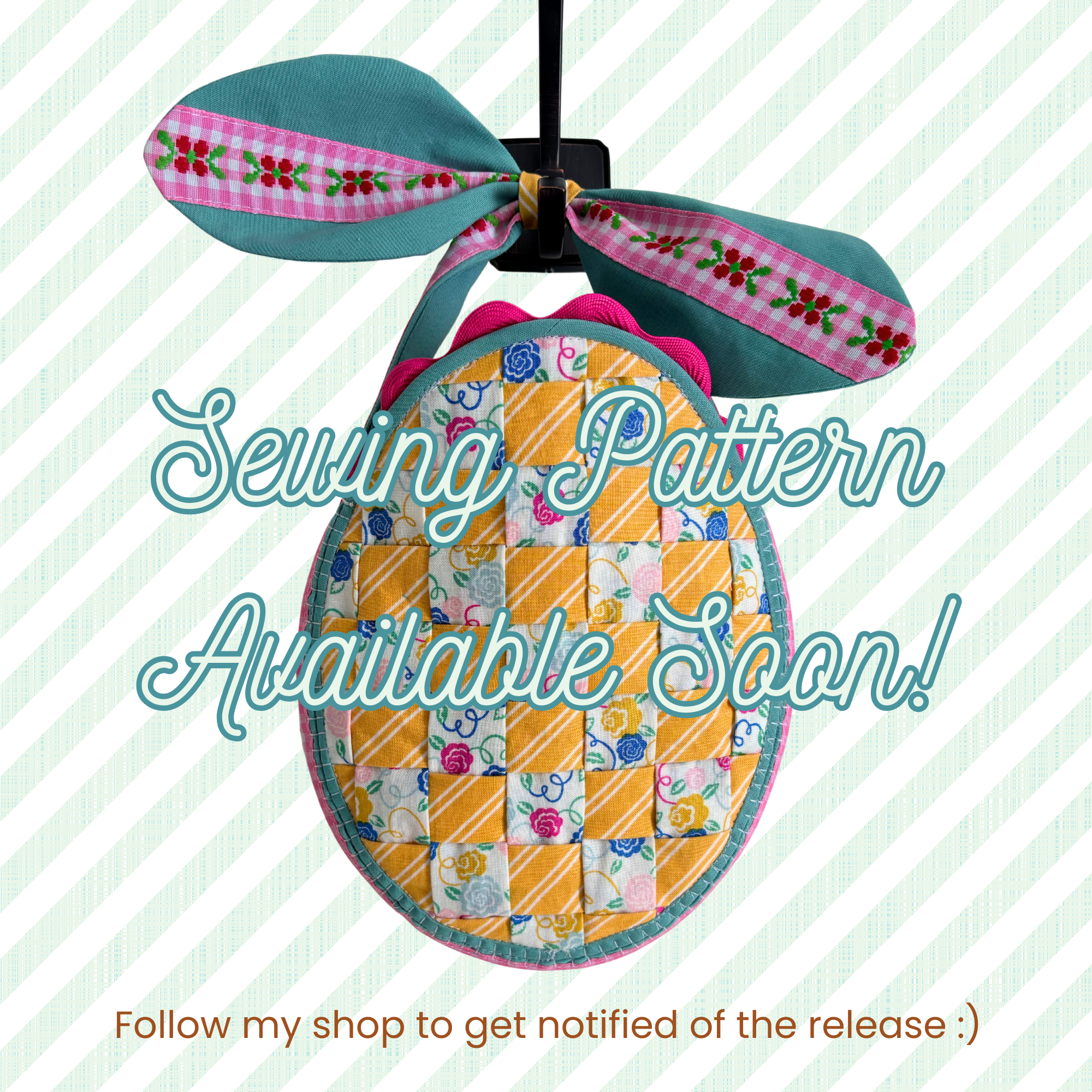 Handmade Woven Easter Basket - Floral and Stripes